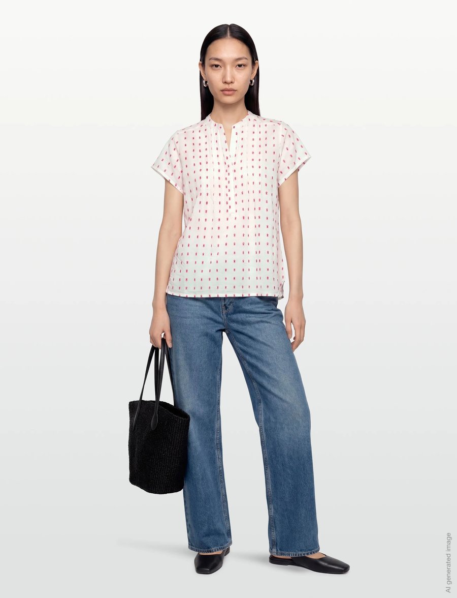 Lollys Laundry - HeatherLL blouse - kurzärmelige blusen - creme - 0