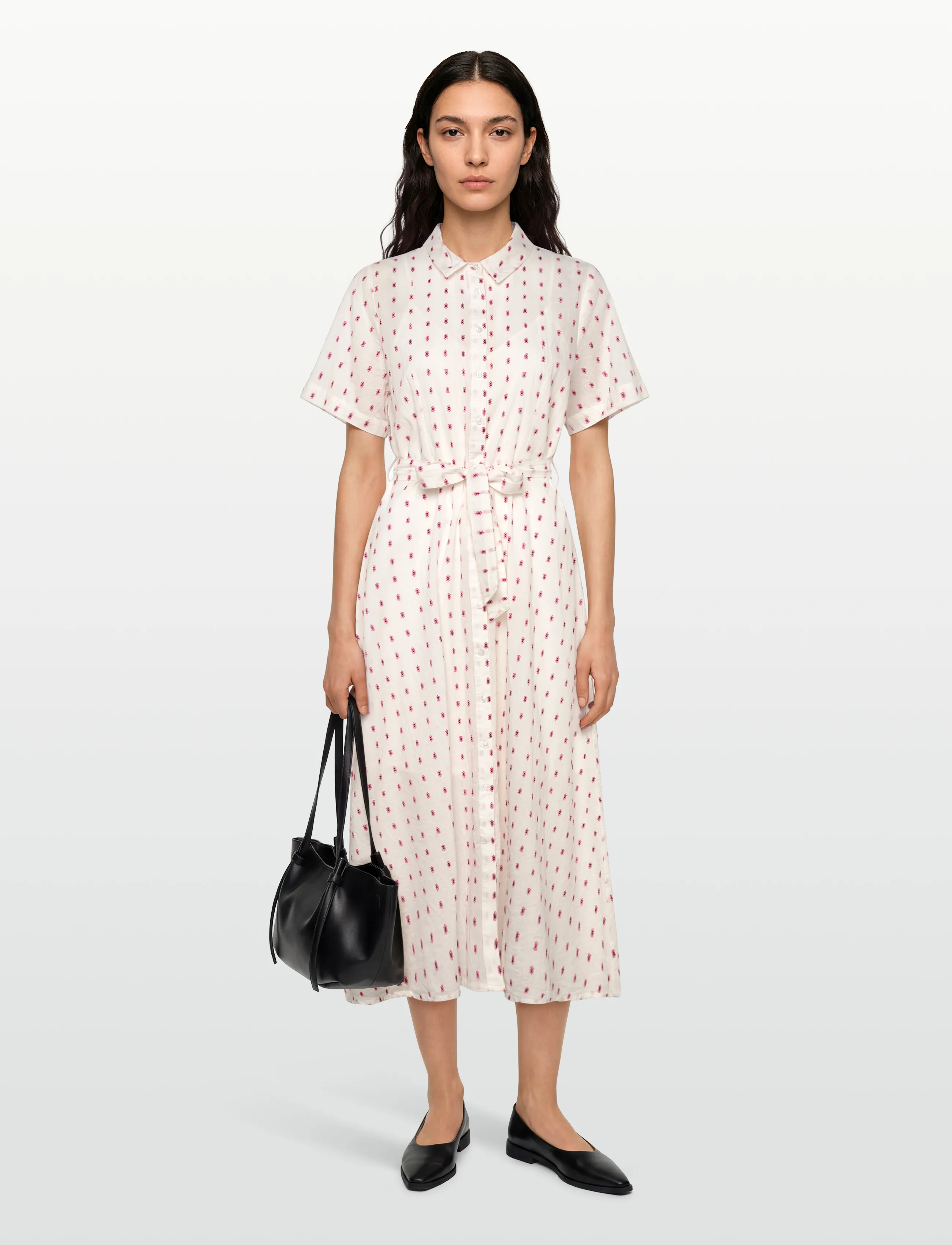 Lollys Laundry Blakell Midi Dress, Kvinder, Midi Skjortekjole, Cream, Str: L