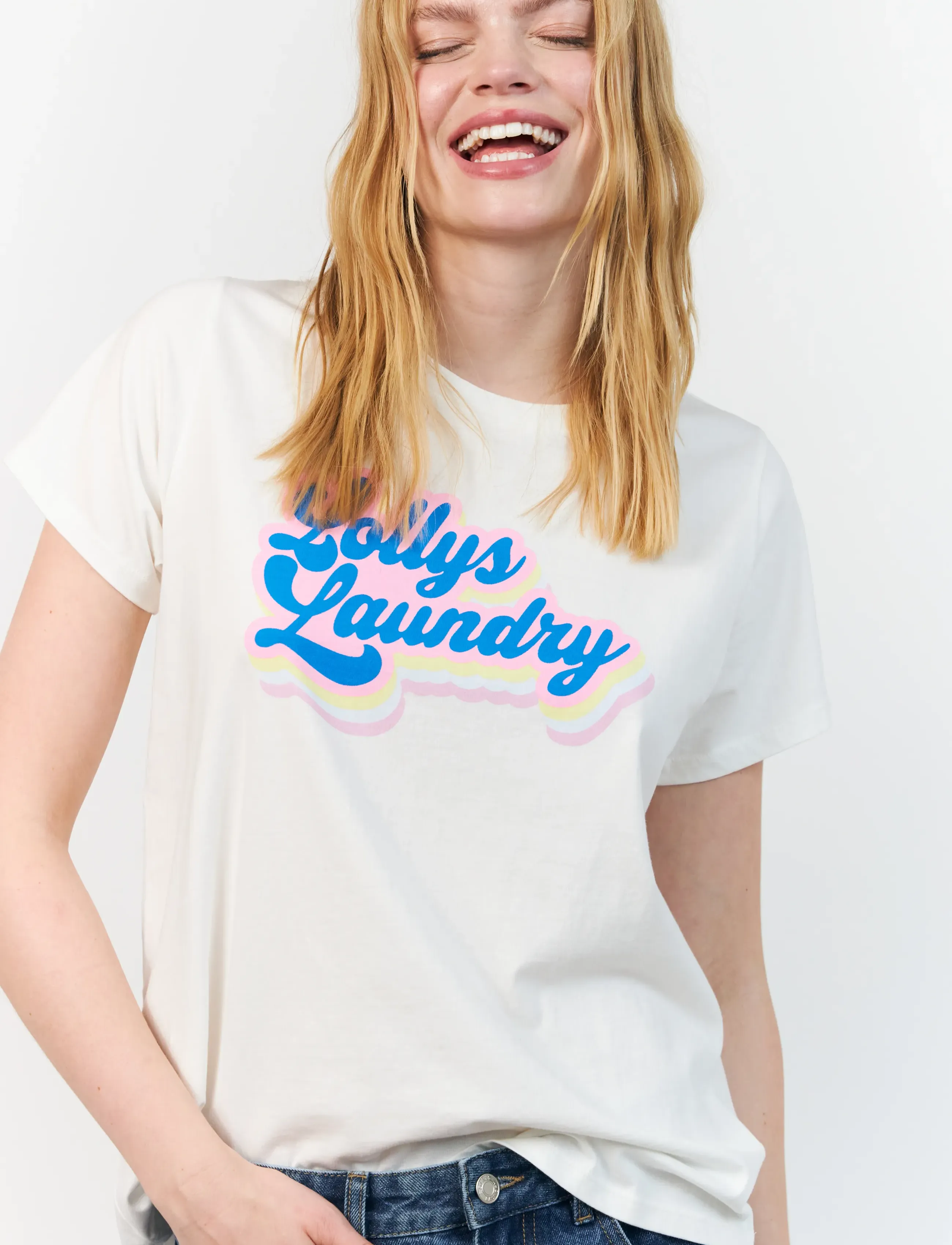 Lollys Laundry Romall Cloud Tee Ss, S, White, T-Shirts & Toppe > Kortærmede, Dame