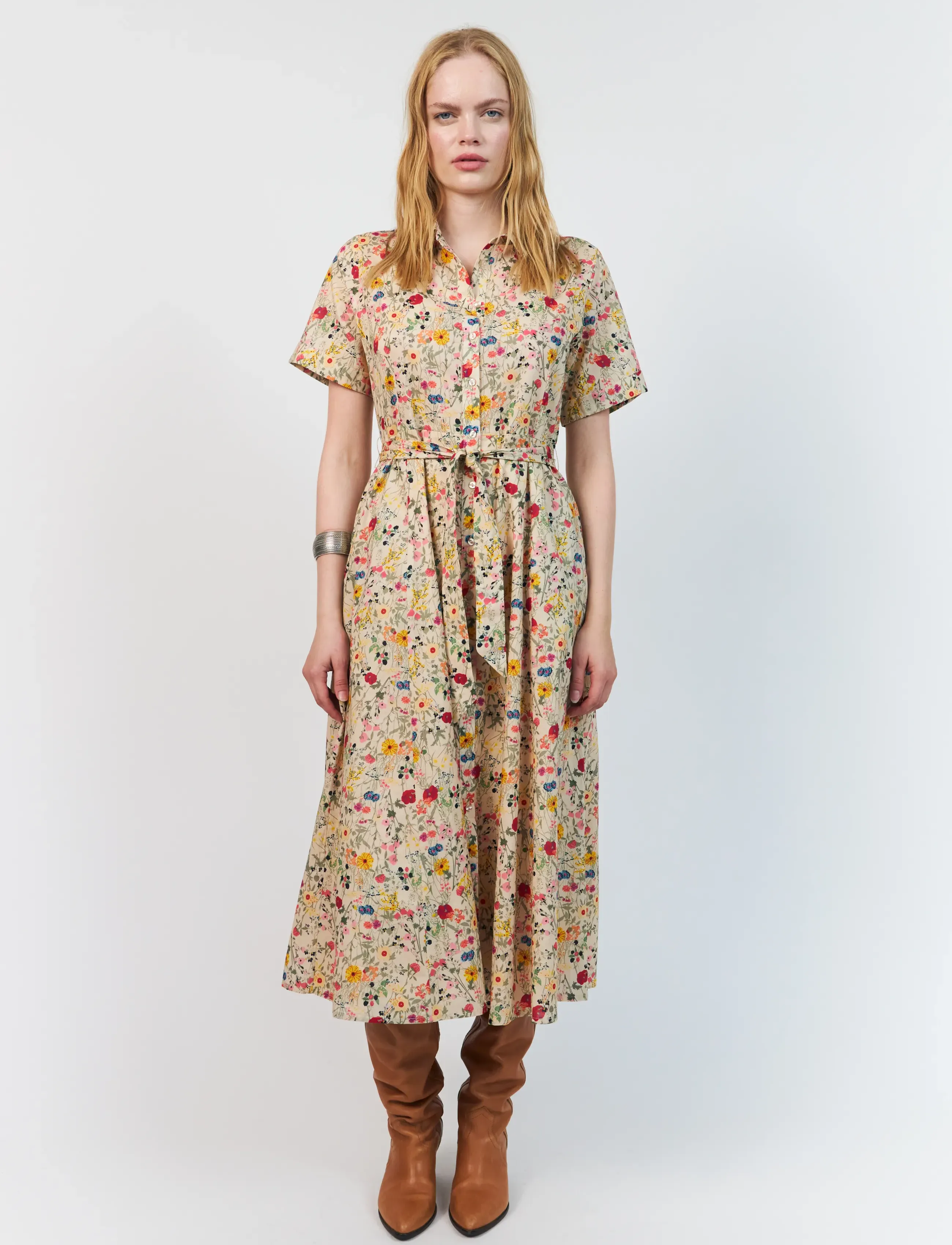 Lollys Laundry BlakeLL Midi Dress SS - Midi Dresses - FLOWER PRINT / cream