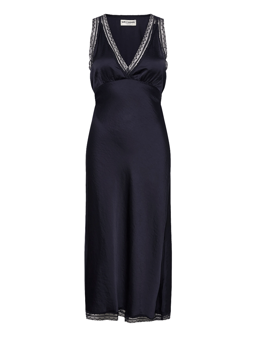 Lollys Laundry - ClariLL Midi Dress SL - slip dresses - dark blue - 1