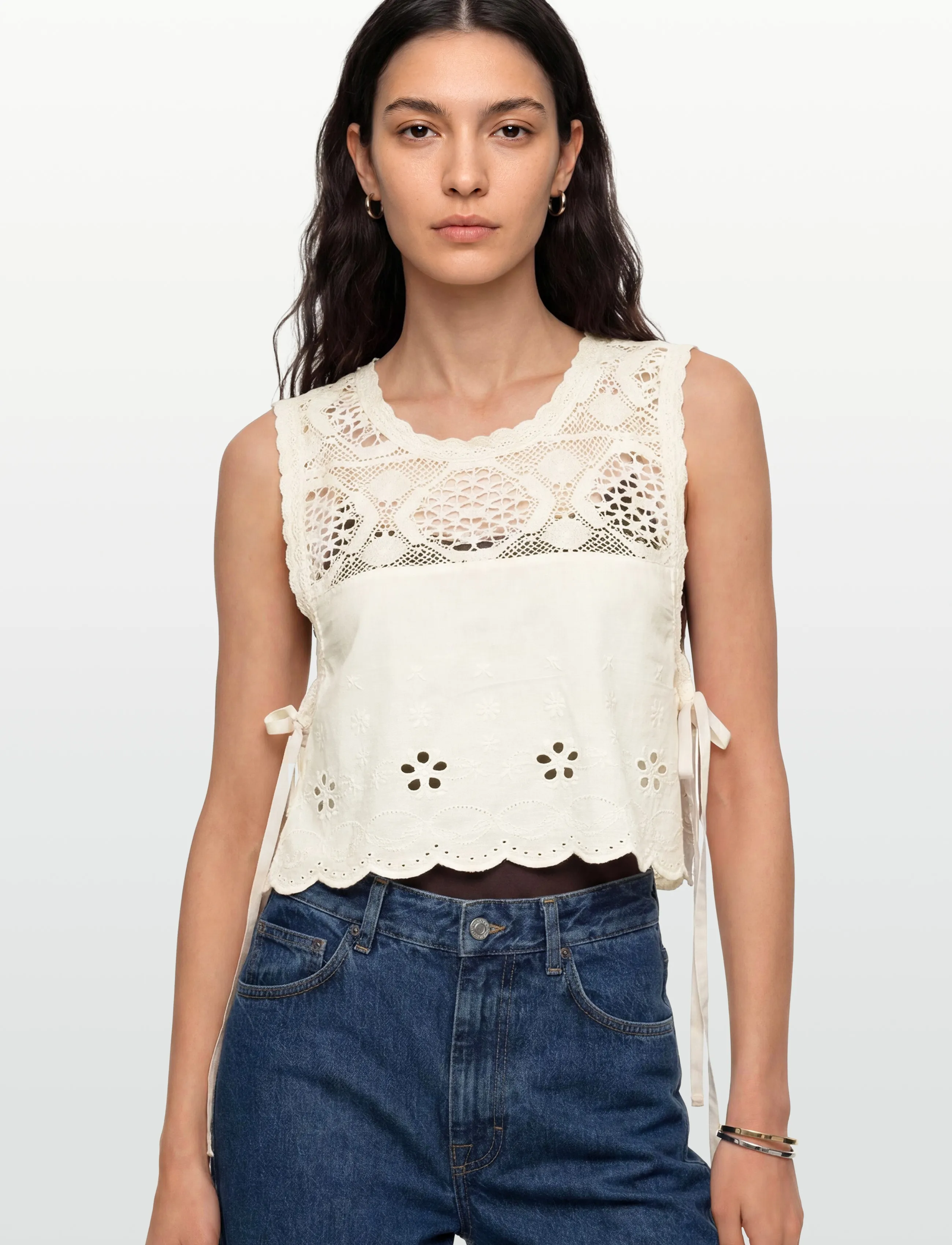 Lollys Laundry - PortobelloLL Top SL - crop tops - white - 5