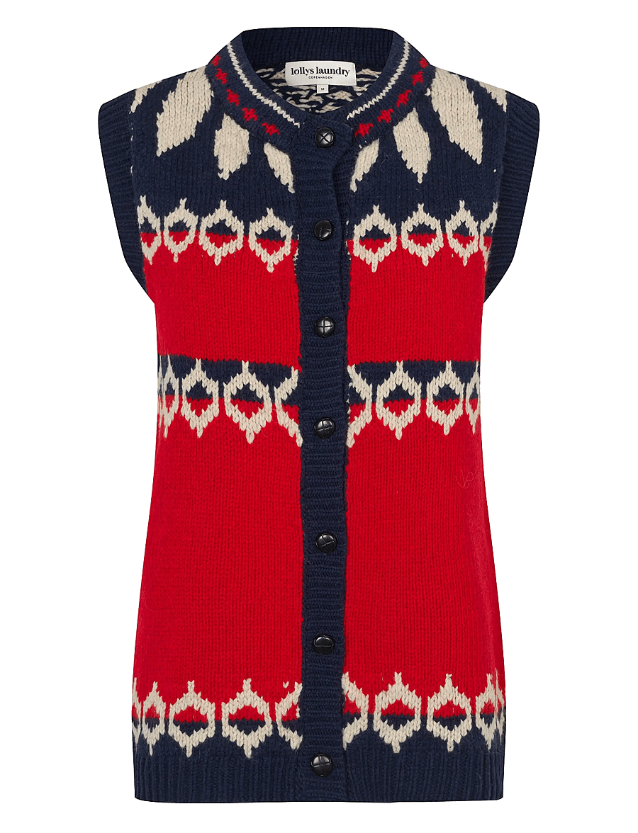 Lollys Laundry - CleoLL Knit Vest SL - stickade västar - red - 1