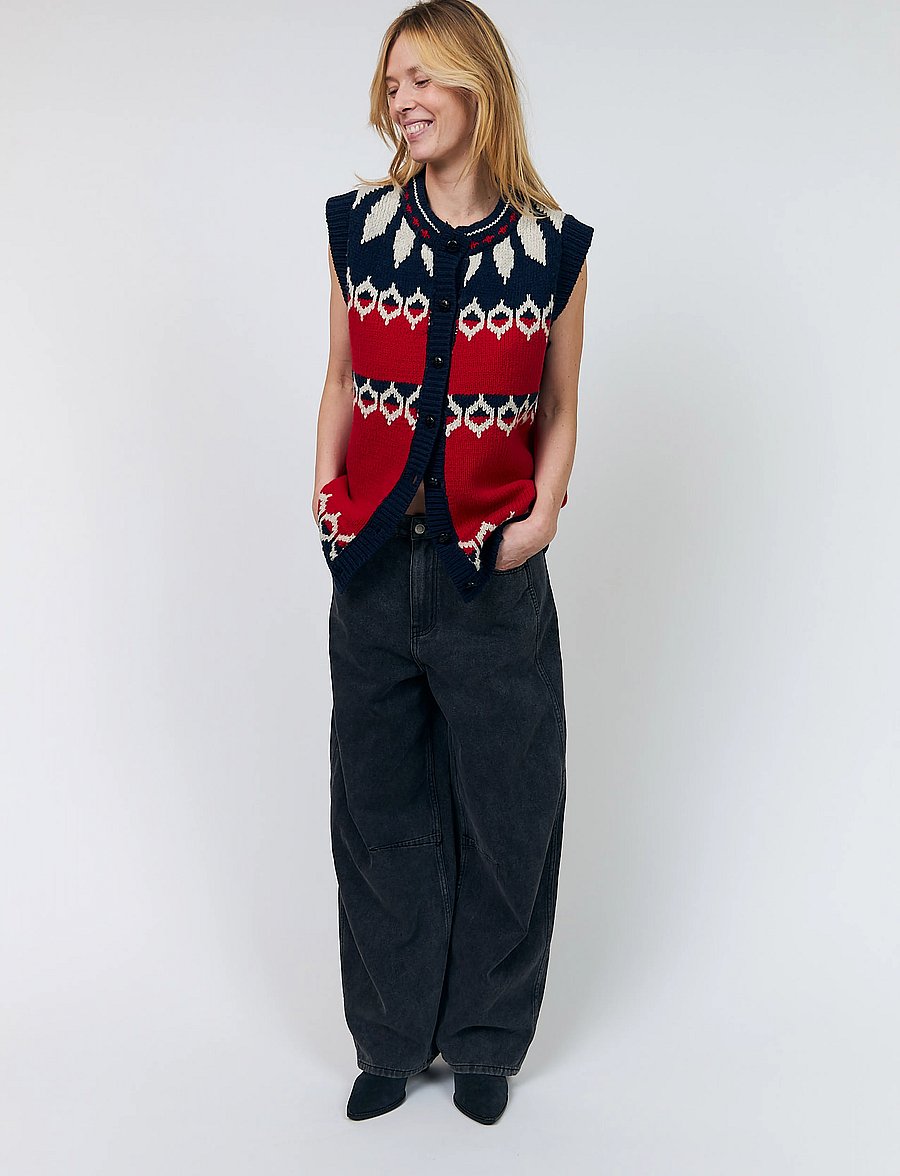 Lollys Laundry - CleoLL Knit Vest SL - stickade västar - red - 0