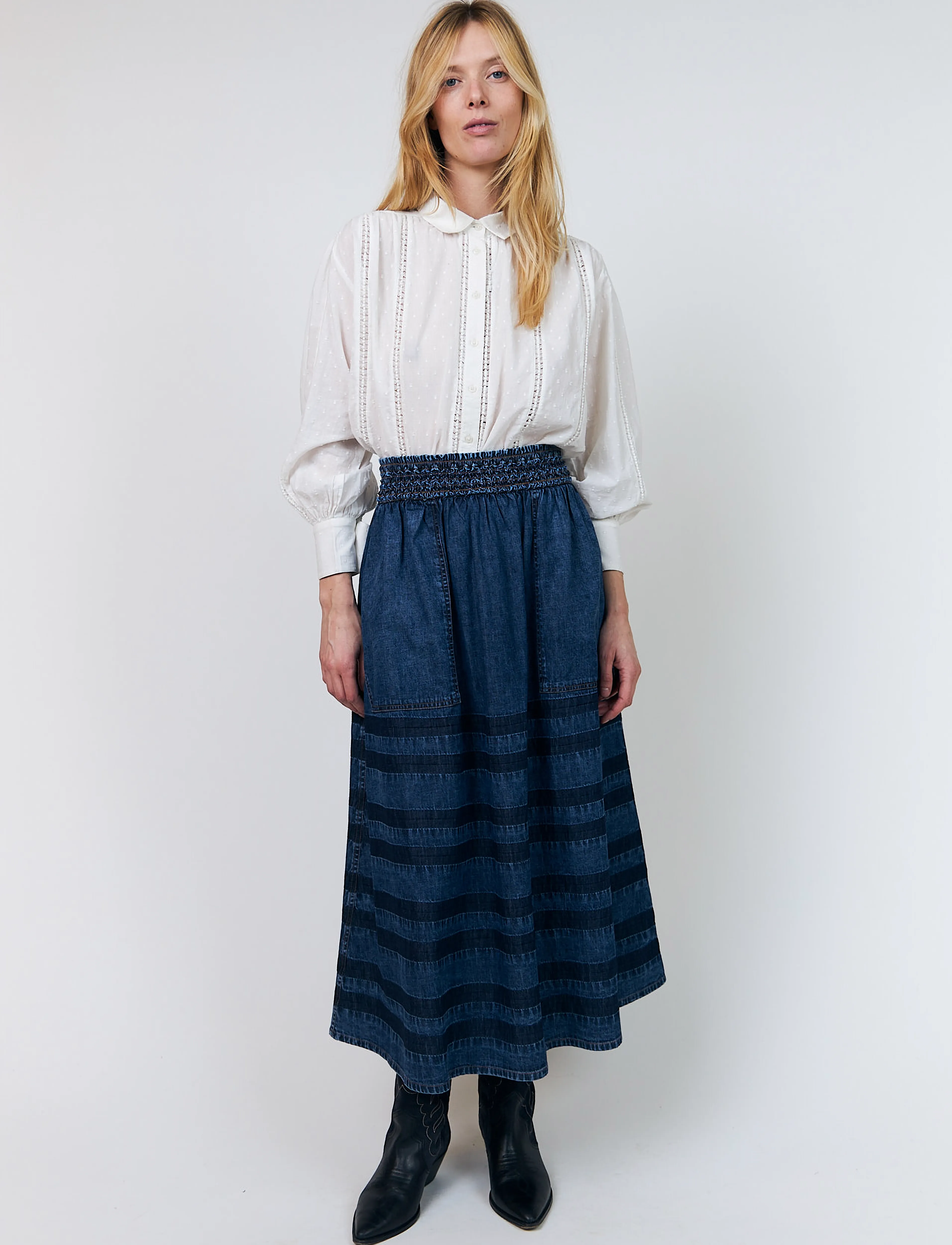 Lollys Laundry AmondLL Maxi Skirt - Jeansröcke - BLUE / blue