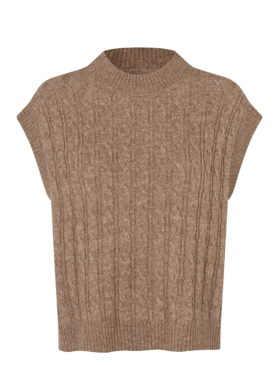 Lollys Laundry - FinnLL Knit Vest SL - kootud vestid - camel - 1