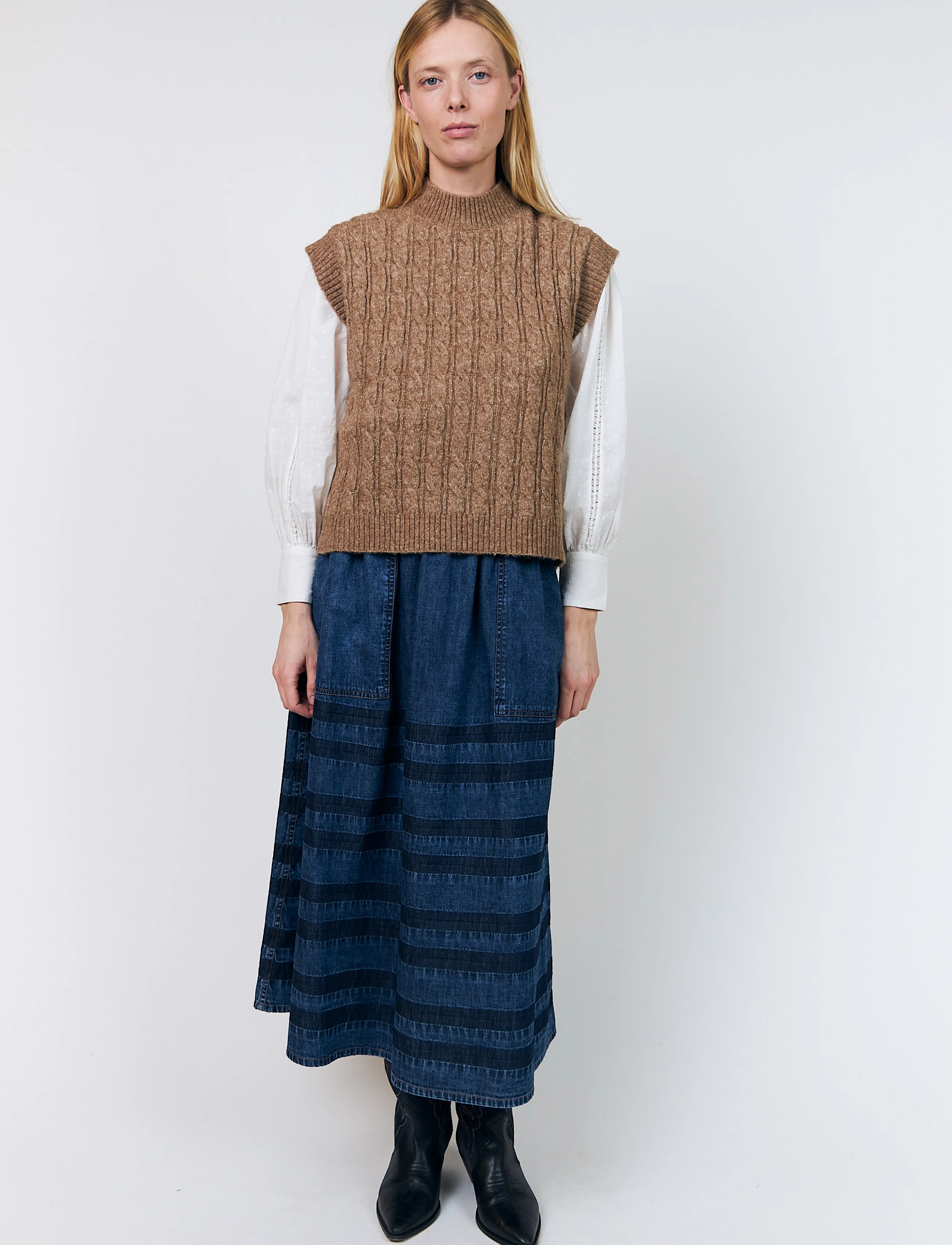 Lollys Laundry Finnll Knit Vest Sl, M, Westen, Braun - Knitted Frauen