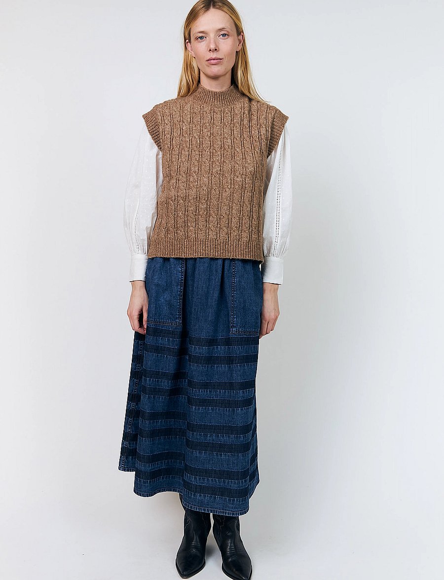 Lollys Laundry - FinnLL Knit Vest SL - kootud vestid - camel - 0