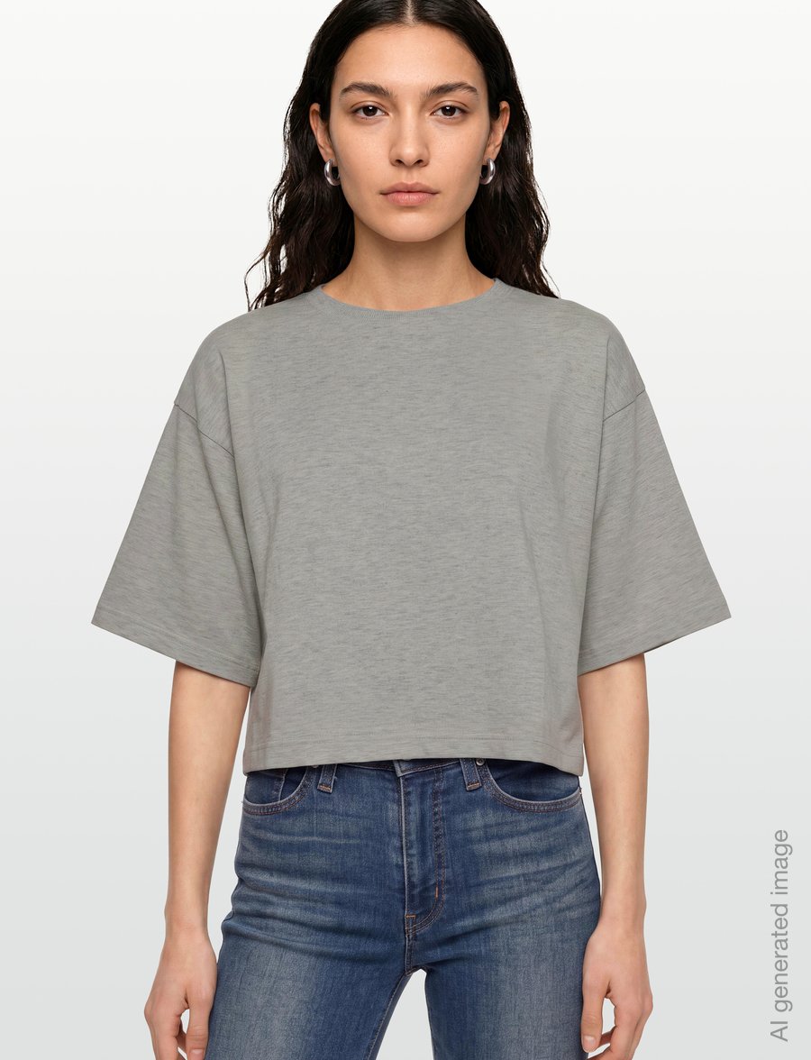 Lollys Laundry - DanLL Boxy Sweatshirt 3/4 - crop tops - light grey melange - 3