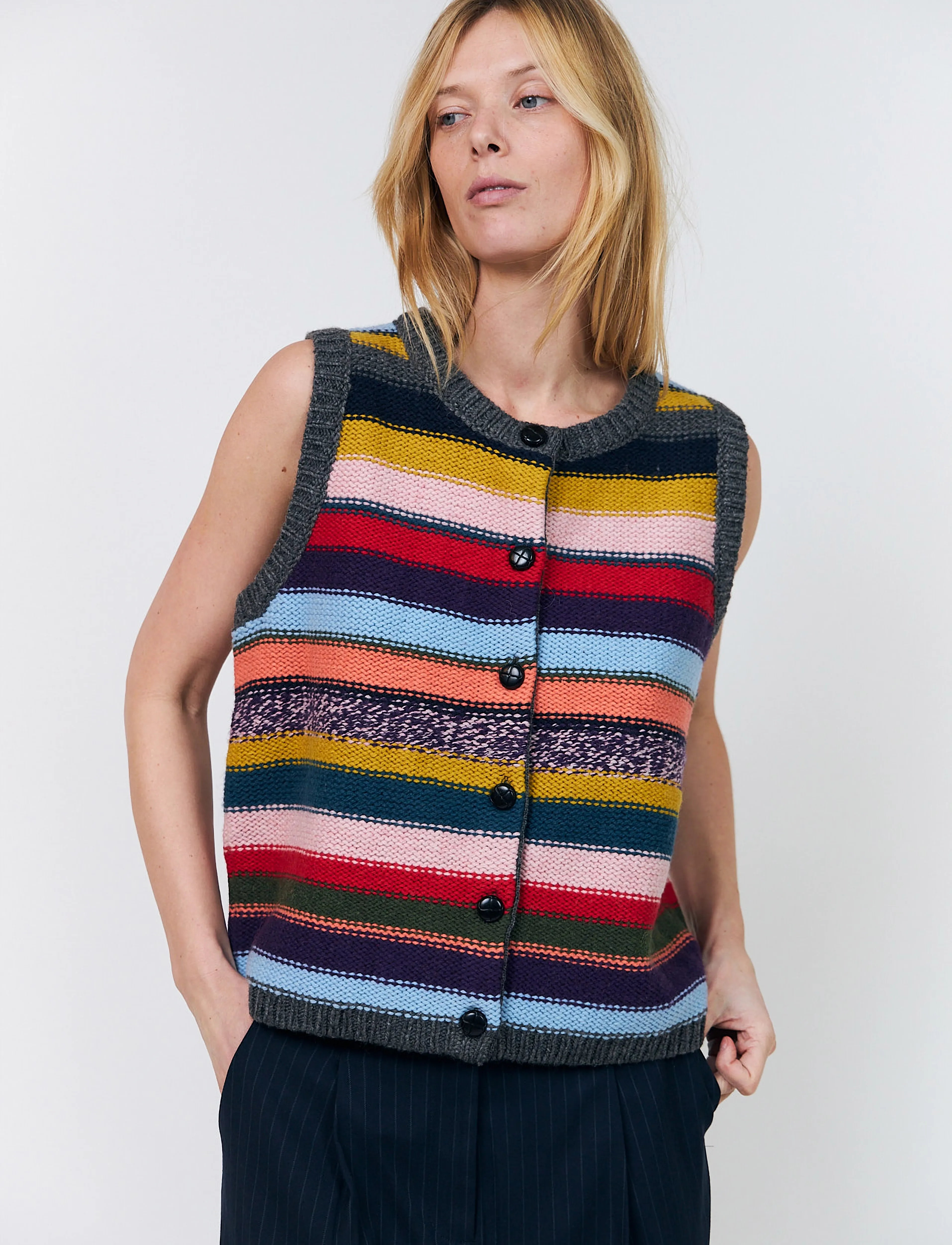 Lollys Laundry Caitll Knit Vest Sl, XXL, Westen, Mehrfarbig/gemustert - Knitted Frauen
