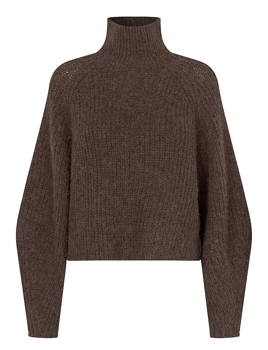 Lollys Laundry - ElioLL Knit Jumper LS - kampsunid - dark mokka - 0