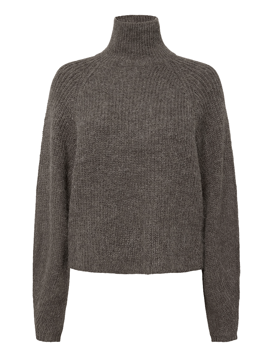 Lollys Laundry - ElioLL Knit Jumper LS - striktrøjer - dark mokka - 0