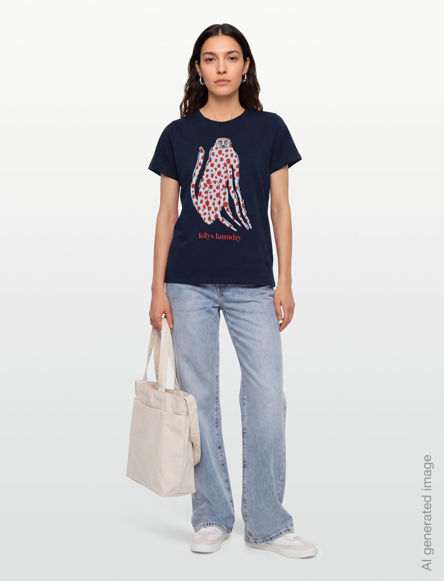 Lollys Laundry - RomaLL Cat T-Shirt - t-särgid - dark blue - 0