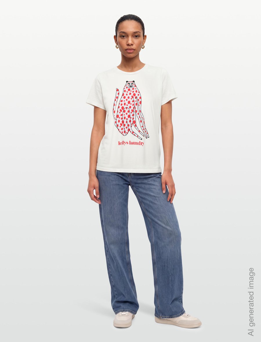 Lollys Laundry - RomaLL Cat T-Shirt - t-särgid - white - 0
