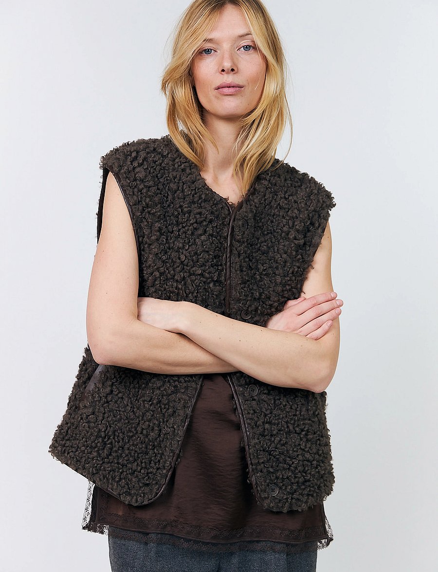 Lollys Laundry - VadaLL Vest SL - fleece- och teddyvästar - dark mokka - 0