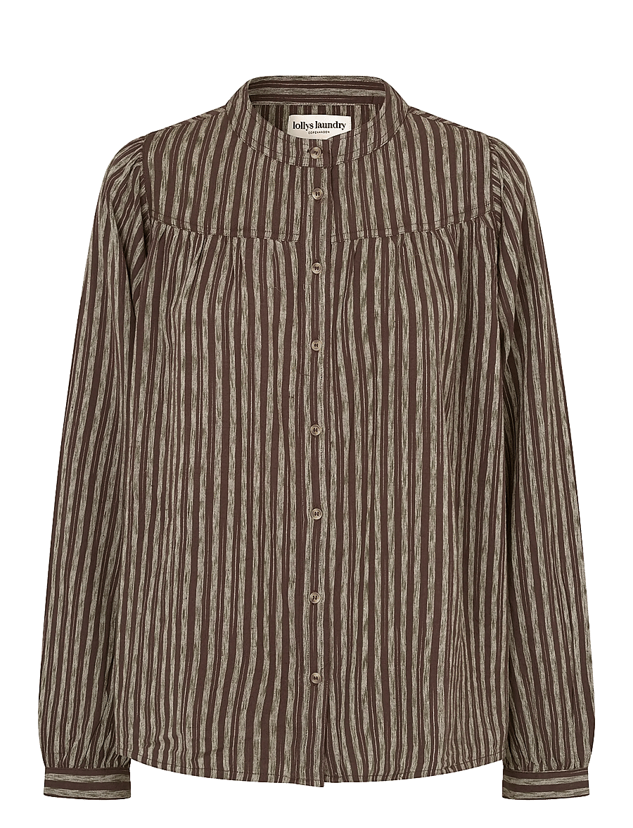 Lollys Laundry - NickyLL Shirt LS - långärmade skjortor - dark mokka - 1