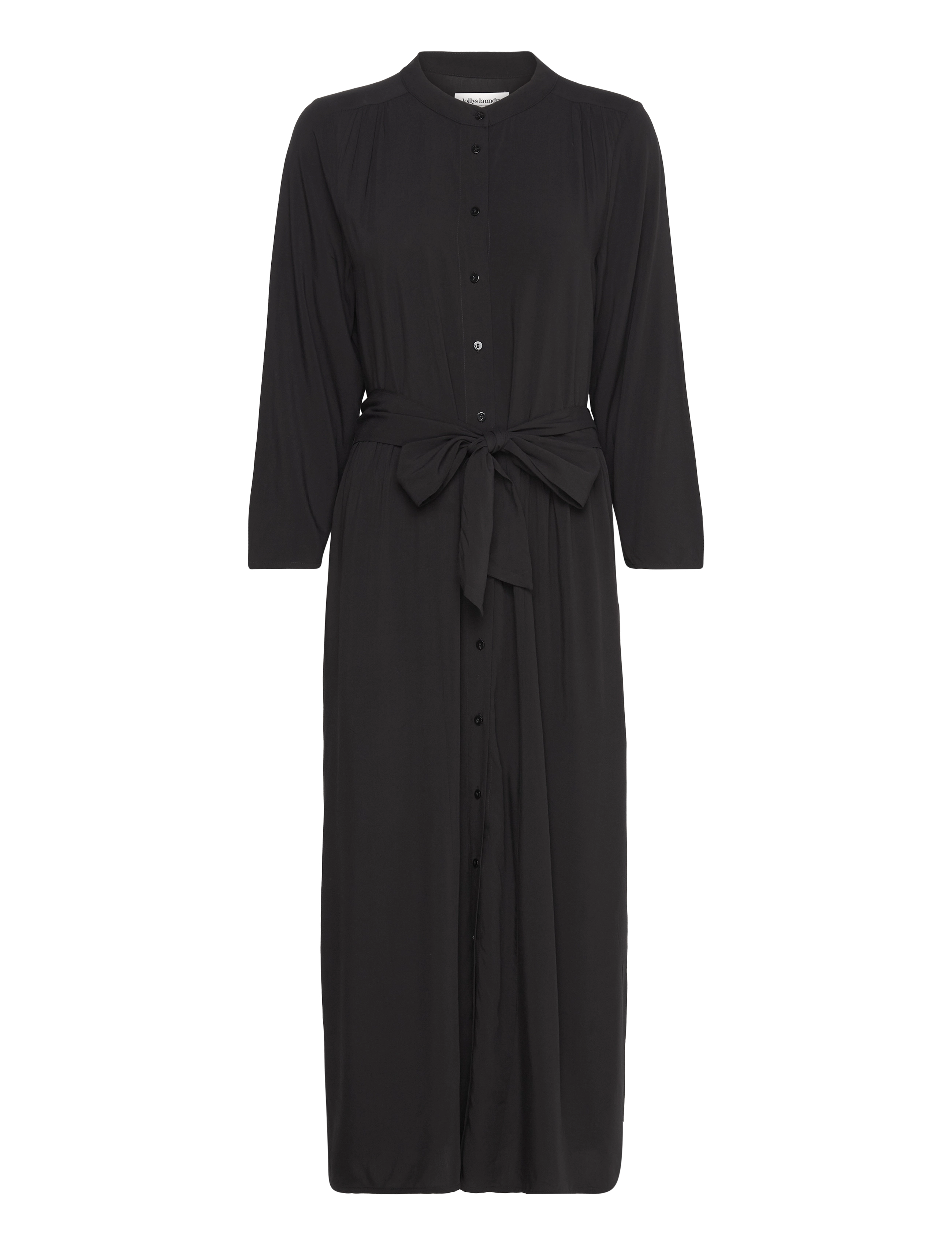Lollys Laundry Harperll Maxi Dress 3/4, Kvinder, 3/4-ærmet Bindebånds Skjorte Maxikjole, Sort, Str: S