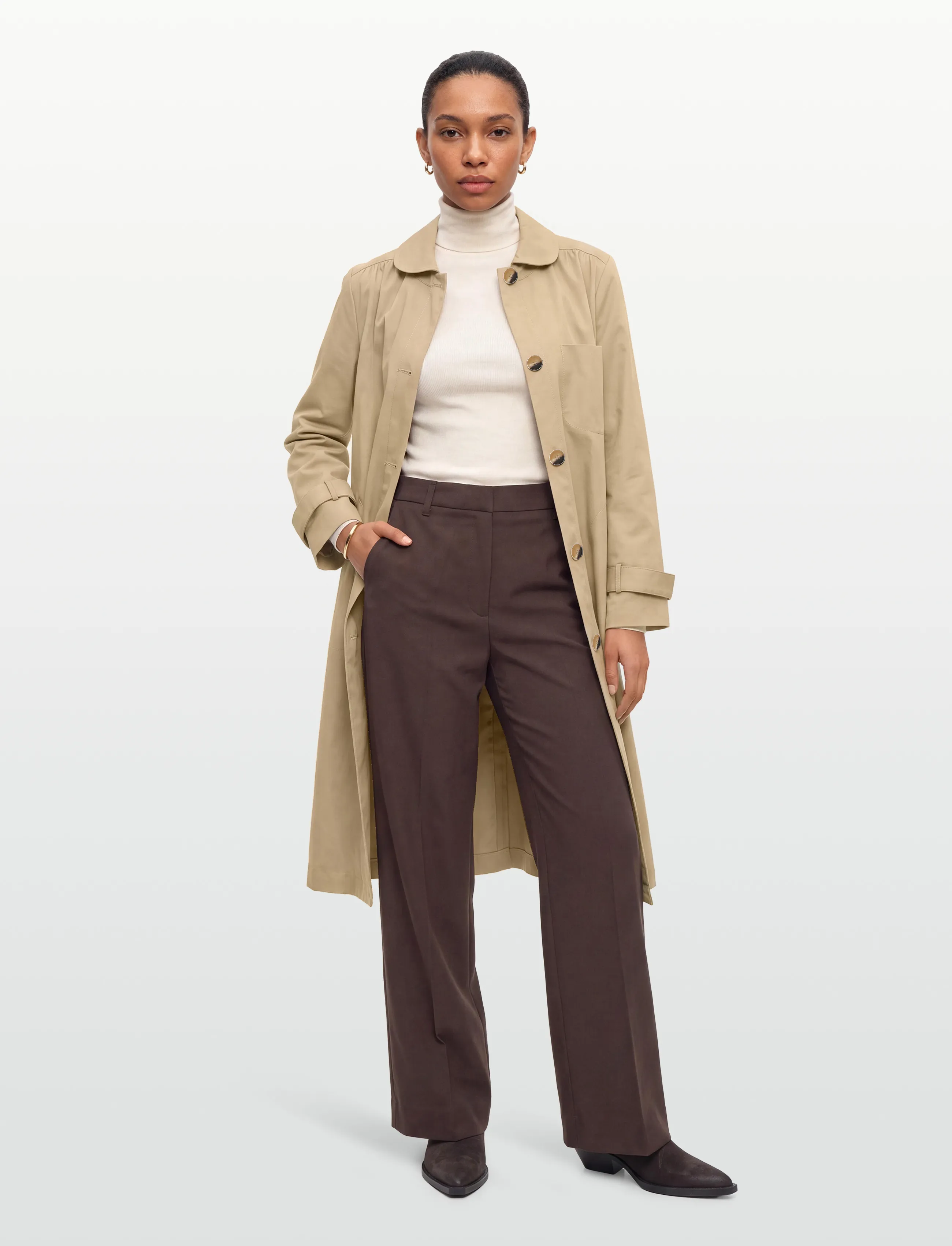 Lollys Laundry Mikalall Jacket Ls, L, Beige, Frakker > Trenchcoats, Dame
