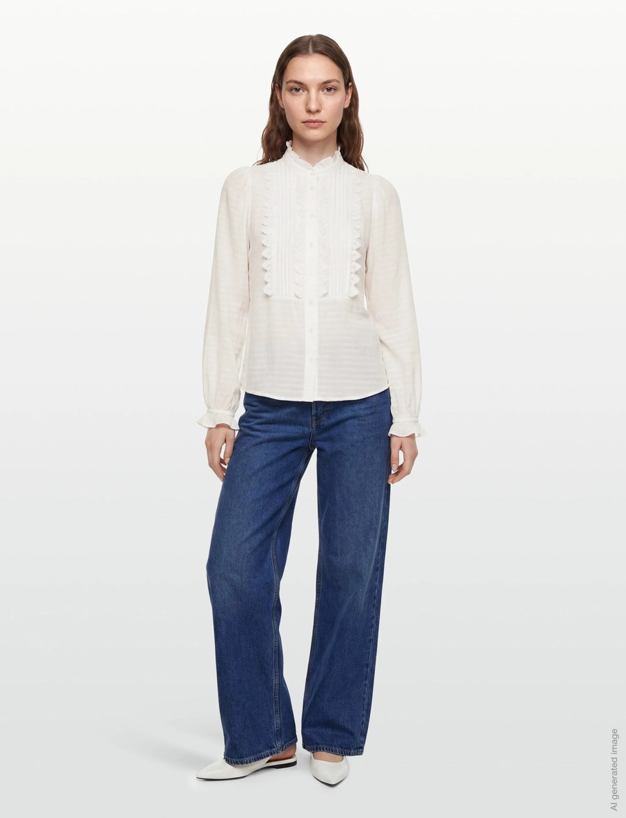 Lollys Laundry - ArielLL Shirt LS - långärmade blusar - white - 0