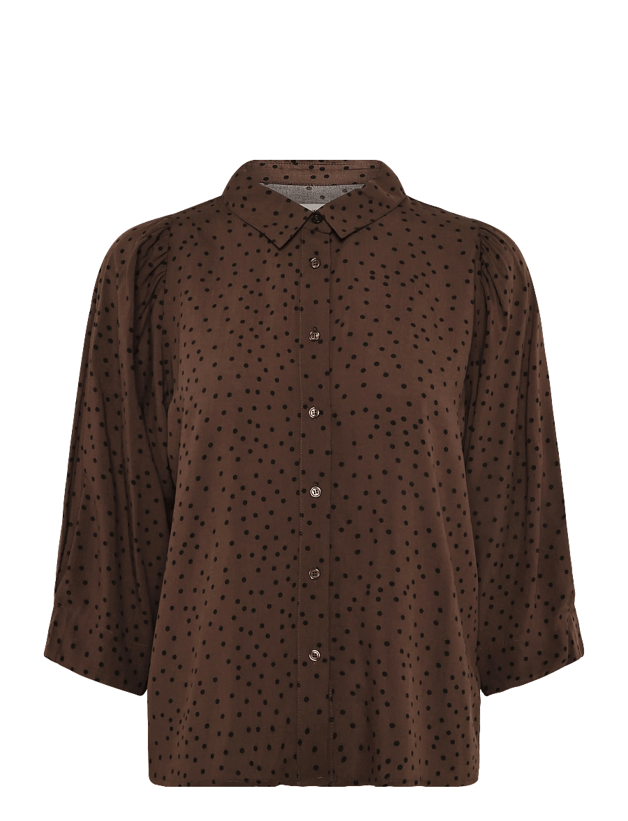 Lollys Laundry - BonoLL Shirt SS - kortärmade skjortor - dark mokka - 0