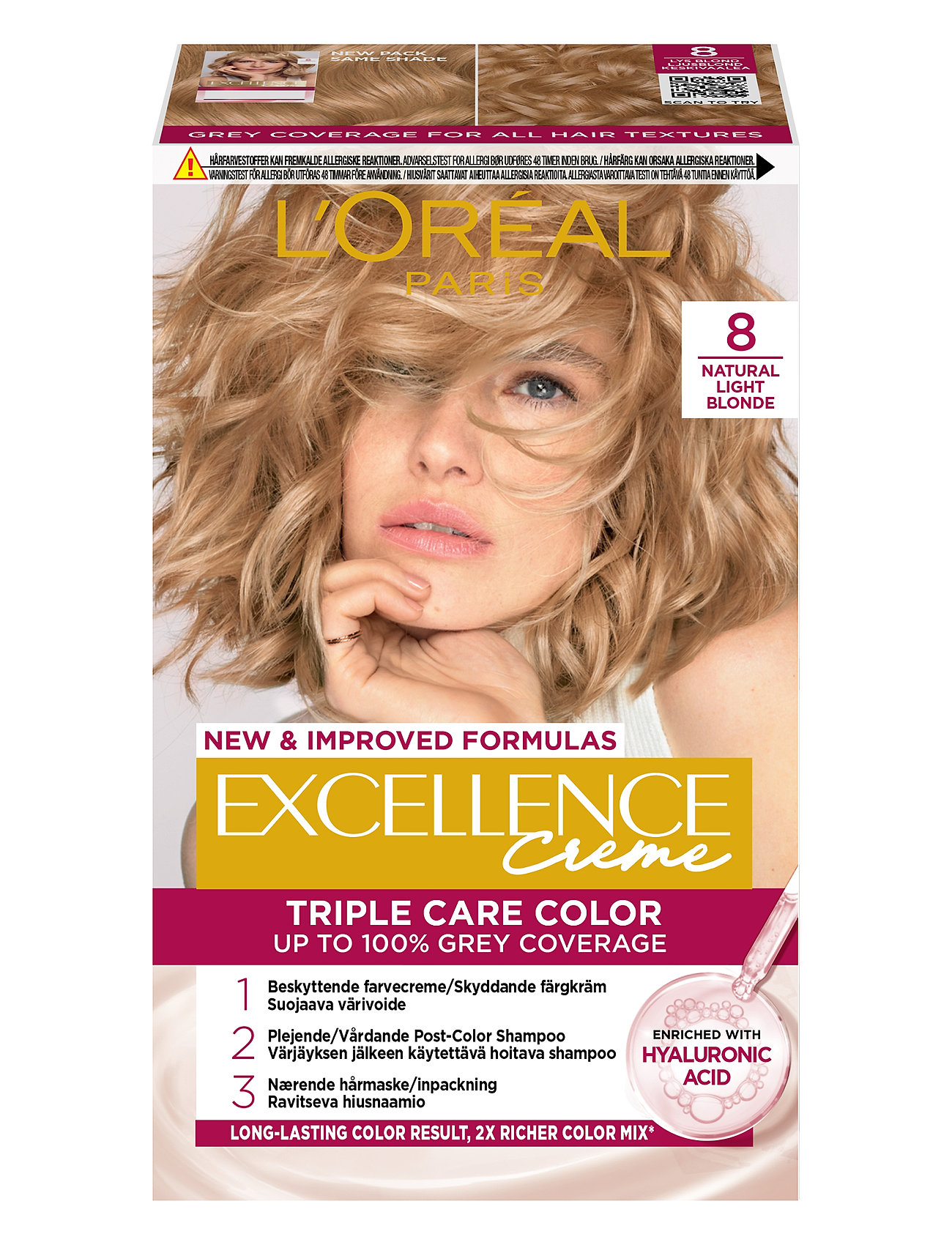 L'Oréal Paris L'oréal Paris Excellence Color Cream Kit 8 Natural Light Blonde - Nude - ONE SIZE