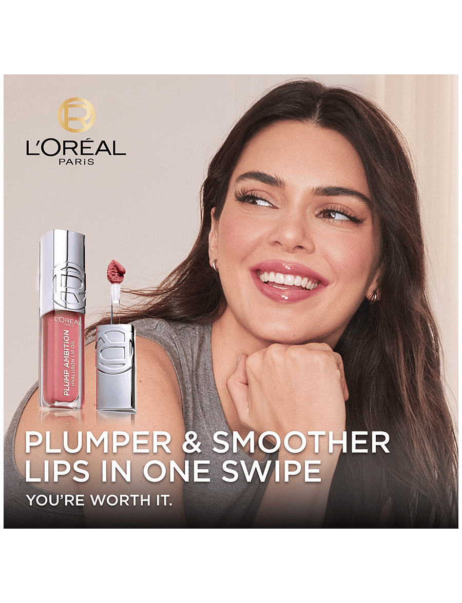 L'Oréal Paris - L'Oréal Paris Plump Ambition Hyaluron Lip Oil läppolja 201 Milky Nu 5 ml - smink - milky nu - 1