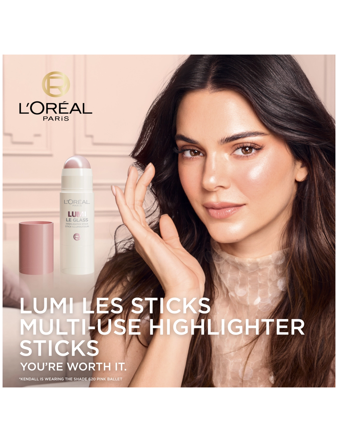 L'Oréal Paris - L'Oréal Paris Lumi Le Glass Highlighter Stick 620 Glassy Pink Ballet 5 g - makeup - glassy pink ballet - 1