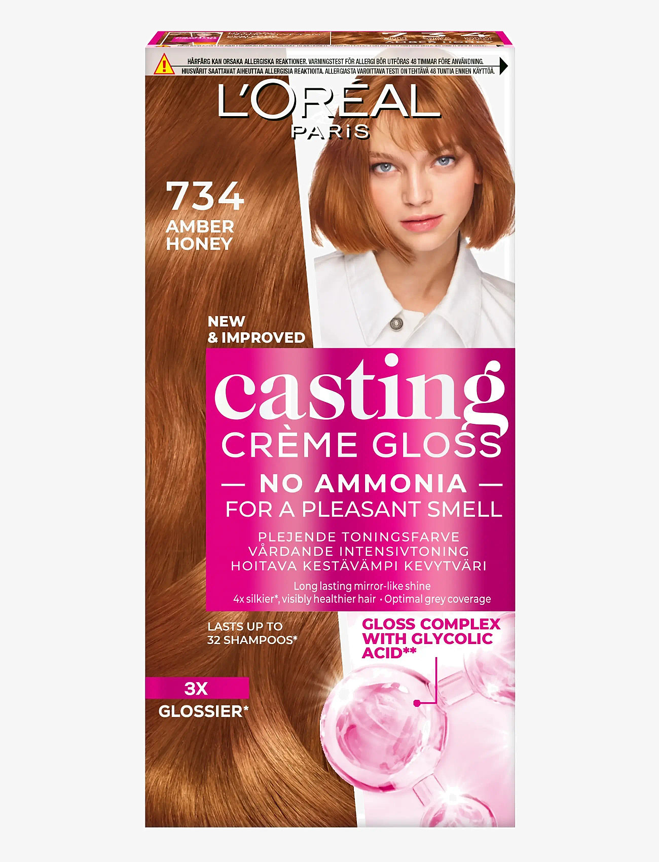 L'Oréal Paris - L'Oréal Paris Casting Crème Gloss Semi-permanent hårfärg 734 Amber Honey - amber honey - 0
