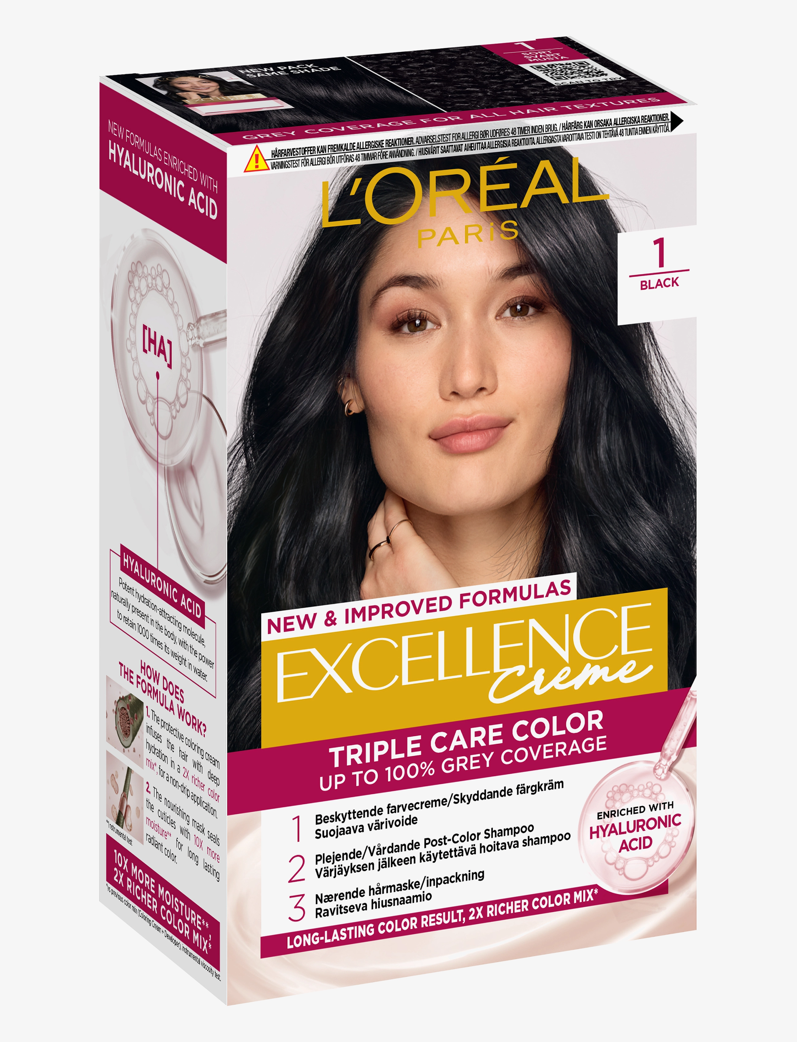 L'Oréal Paris L'Oréal Paris Excellence Color Cream Kit 1 Black - Hår - 1 BLACK / clear