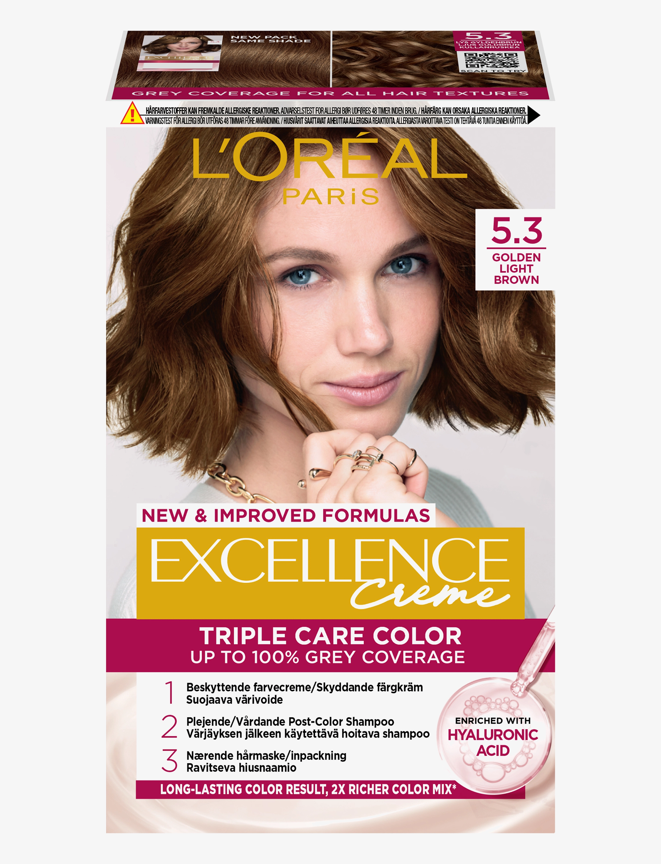 L'Oréal Paris L'Oréal Paris Excellence Color Cream Kit 5,3 Golden Light Brown - Hår - 3 GOLDEN LIGHT BROWN / clear