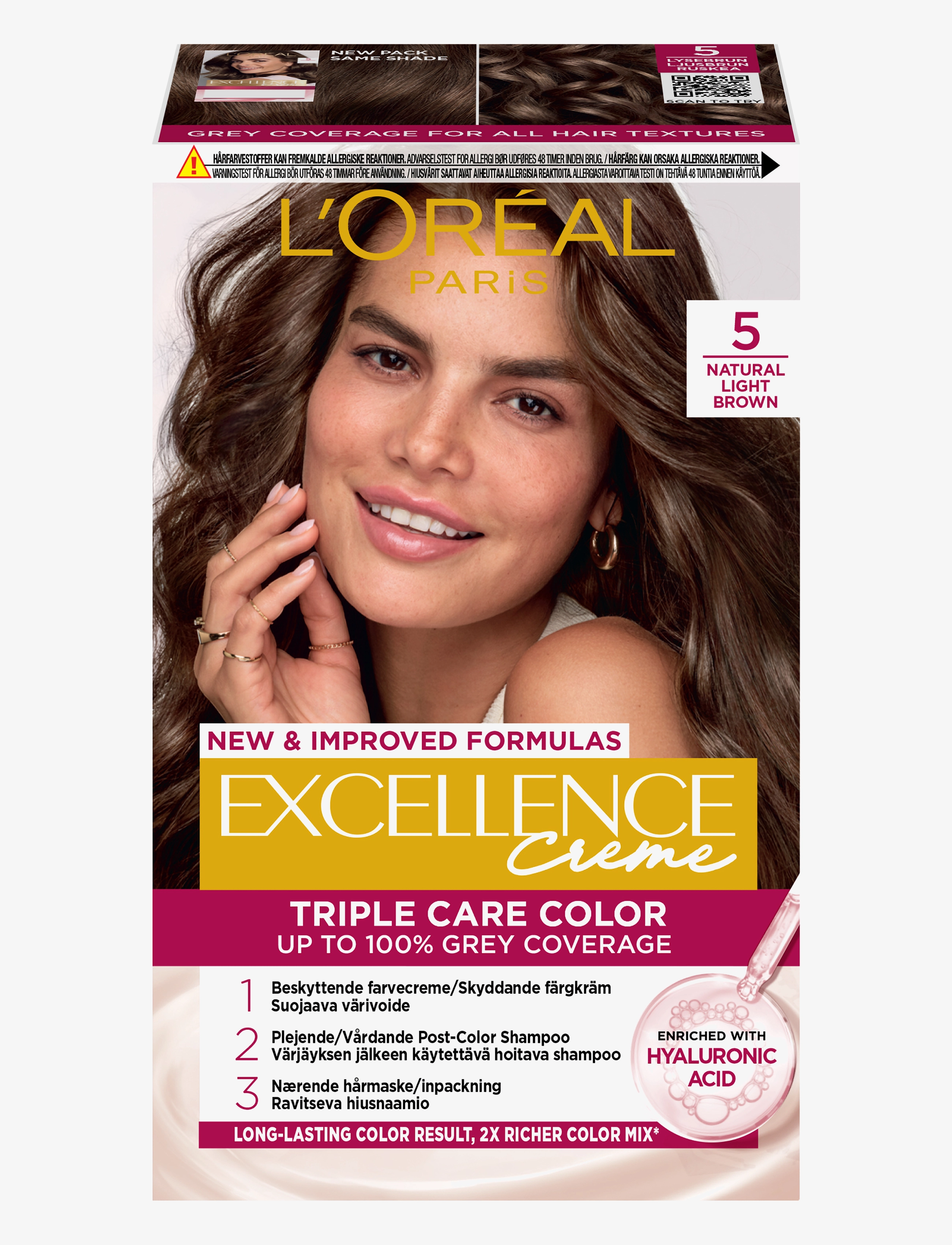 L'Oréal Paris L'Oréal Paris Excellence Color Cream Kit 5 Natural Light Brown - Hair color - NATURAL LIGHT BROWN / clear