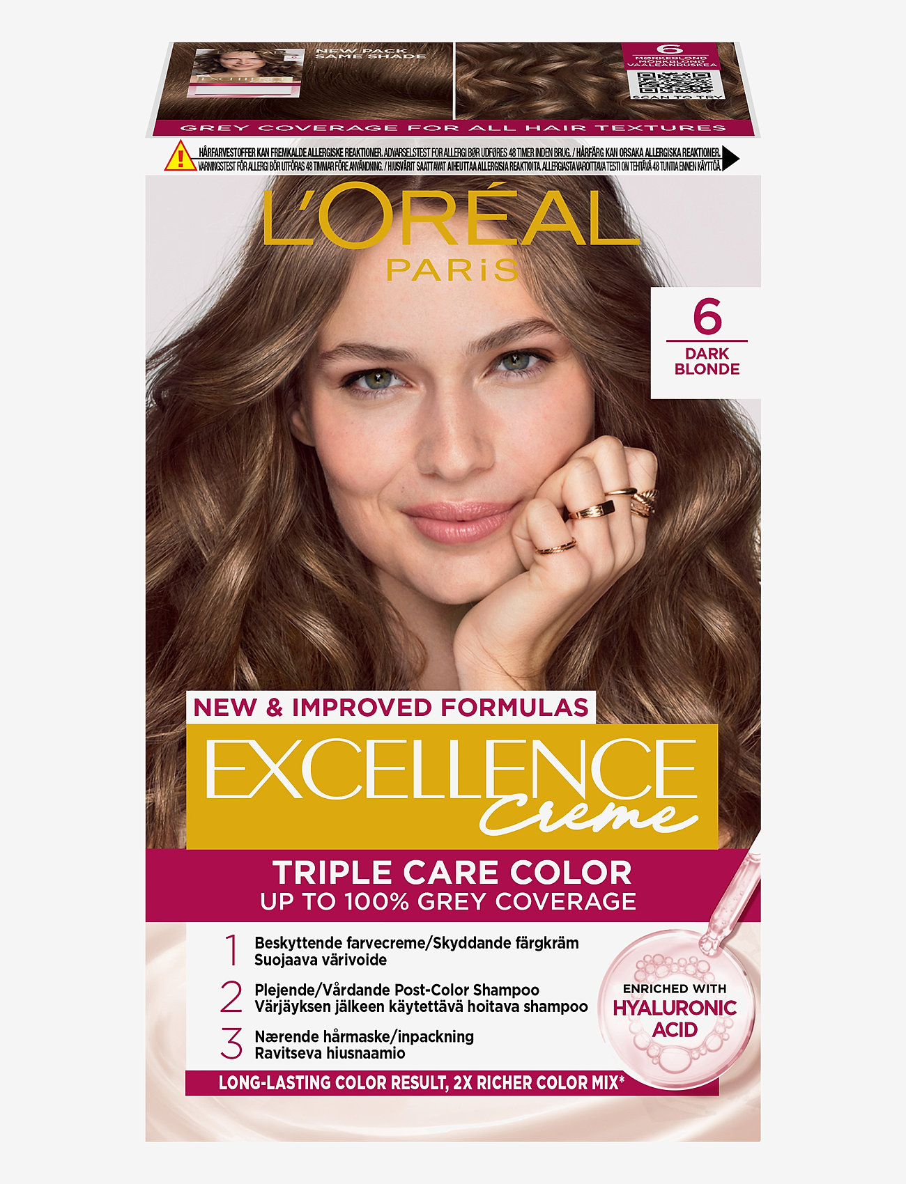 L'Oréal Paris - L'Oréal Paris Excellence Color Cream Kit 6 Dark Blonde - permanent hårfärg - 6 dark blonde - 0