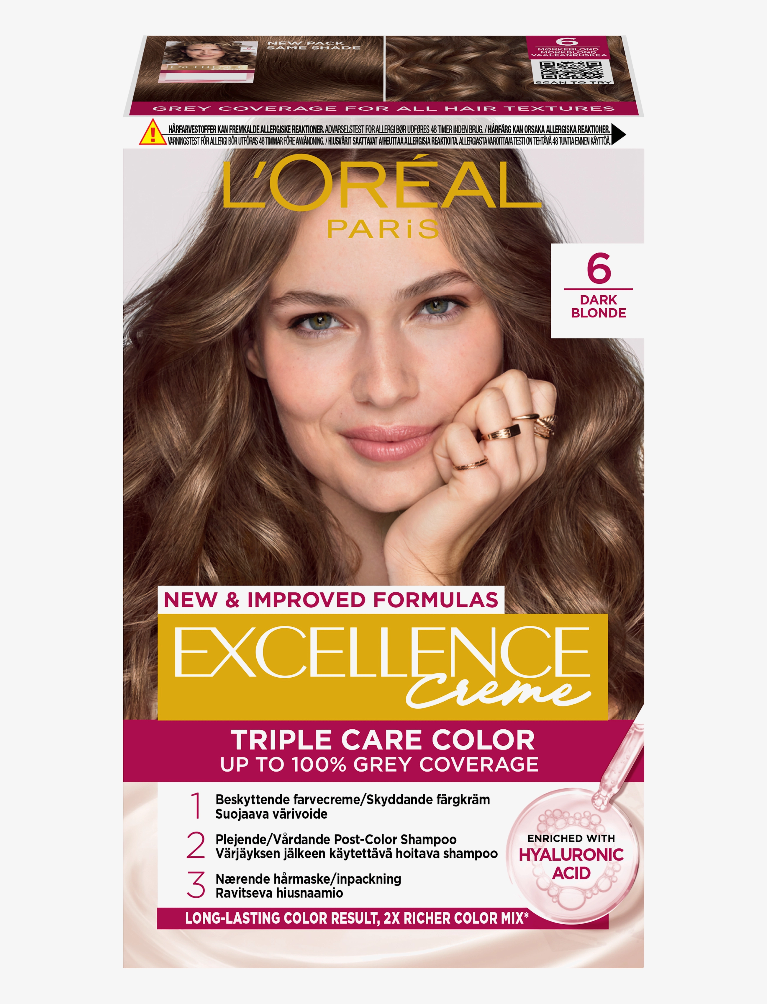 L'Oréal Paris L'Oréal Paris Excellence Color Cream Kit 6 Dark Blonde - L'Oréal Paris - 6 DARK BLONDE / clear