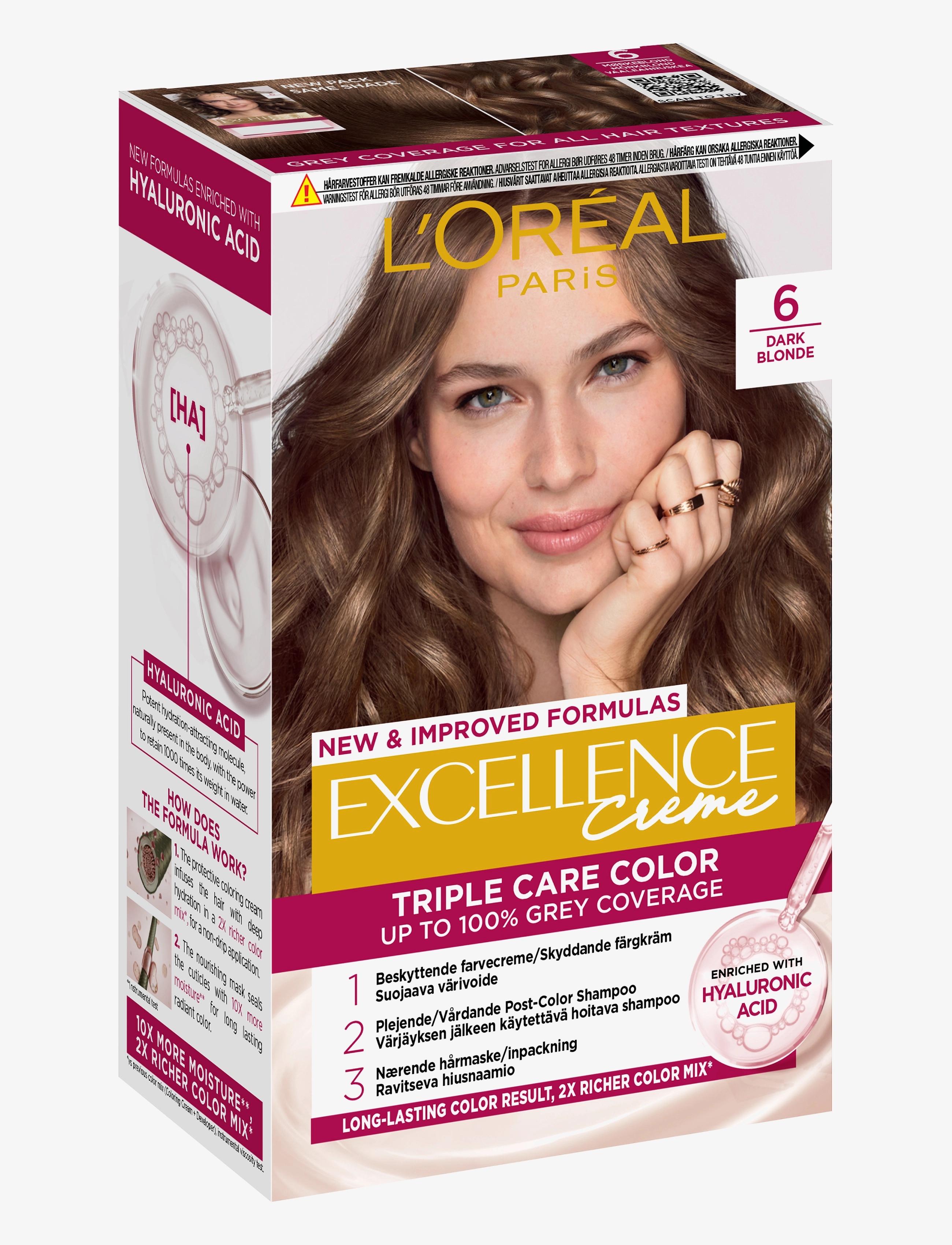 L'Oréal Paris - L'Oréal Paris Excellence Color Cream Kit 6 Dark Blonde - varanlegir hárlitir - 6 dark blonde - 1