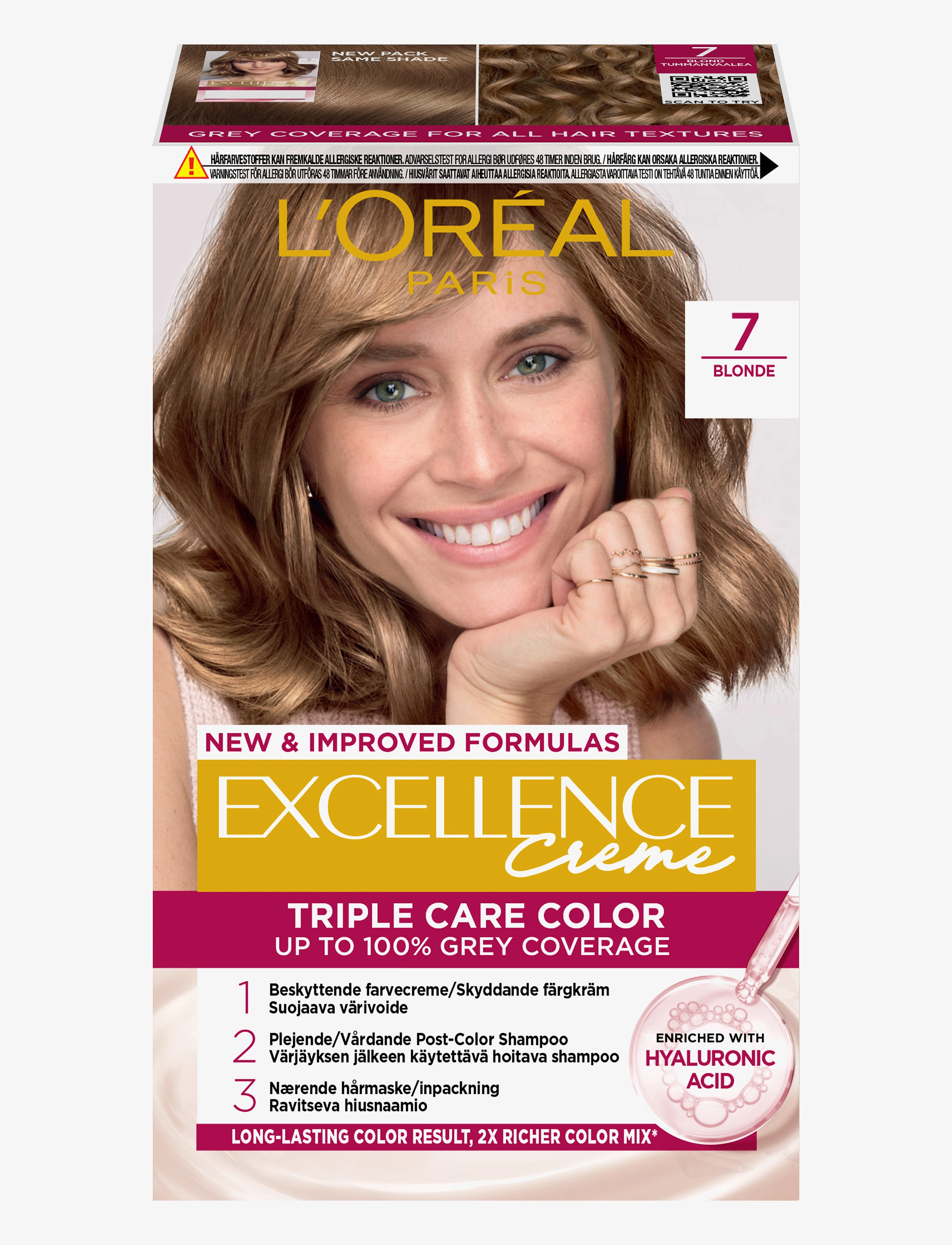 L'Oréal Paris, Excellence Crème, Permanent Hair Color, Up To 100% Grey Coverage, Color Behandling, Nude, Str: ONE SIZE