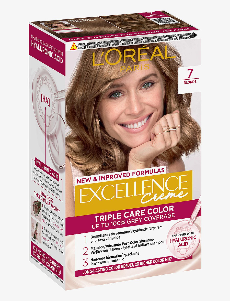 L'Oréal Paris - L'Oréal Paris, Excellence Crème, permanent hair color, Up to 100% grey coverage - püsijuuksevärvid - 7 blonde - 1