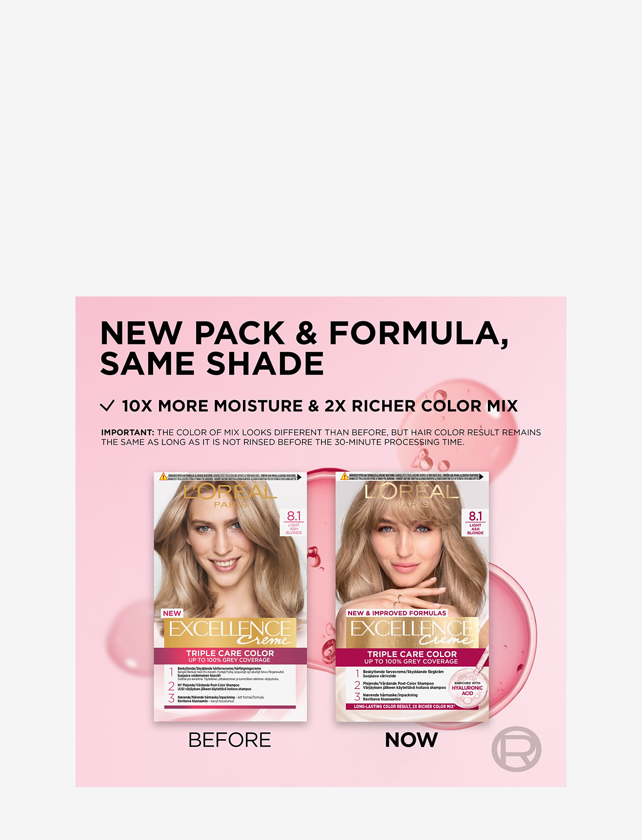 L'Oréal Paris - L'Oréal Paris Excellence Color Cream Kit 8,1 Light Ash Blonde - permanent hårfarve - 1 light ash blonde - 4