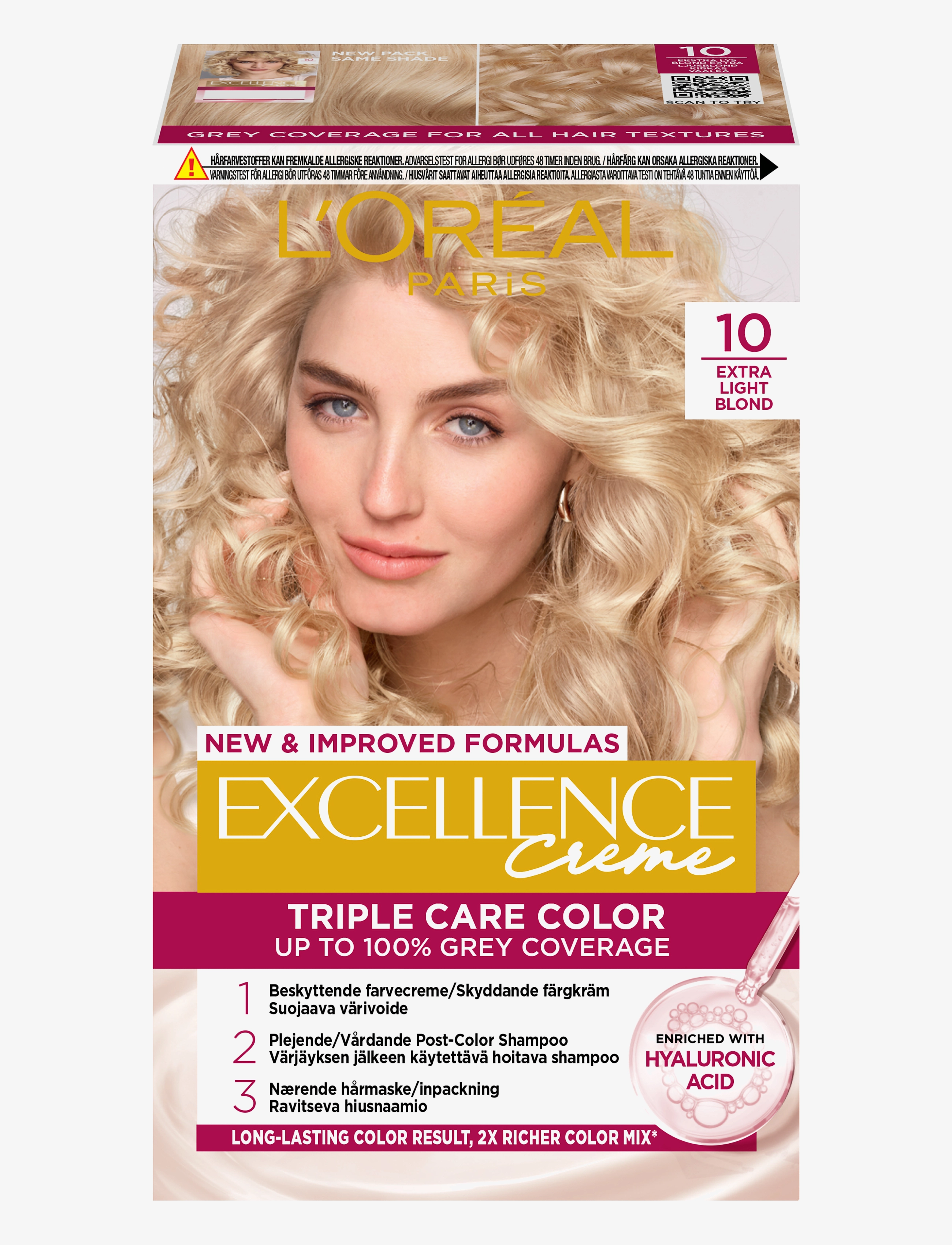 L'Oréal Paris L'Oréal Paris Excellence Color Cream Kit 10 Extra Light Blonde - L'Oréal Paris - 10 EXTRA LIGHT BLONDE / clear