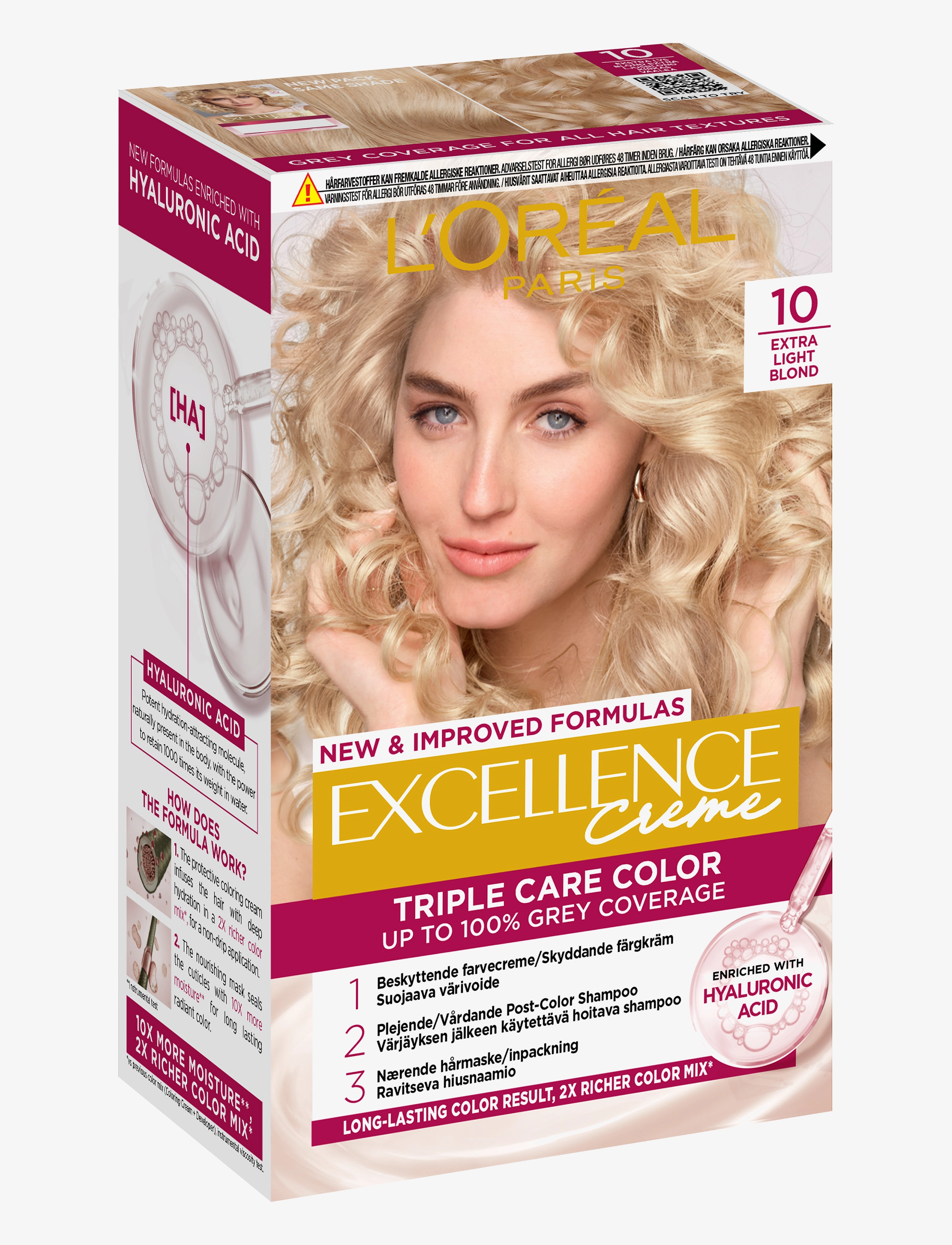 L'Oréal Paris - L'Oréal Paris Excellence Color Cream Kit 10 Extra Light Blonde - permanent hårfärg - 10 extra light blonde - 4