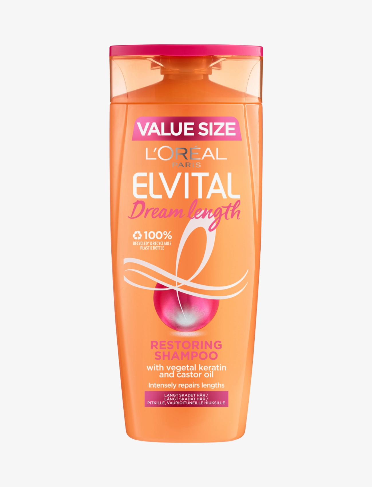 L'Oréal Paris L'oréal Paris Elvital Dream Length Shampoo For Long Hair 400 ml, 400 ml, Nude, Pleje > Shampoo, Dame