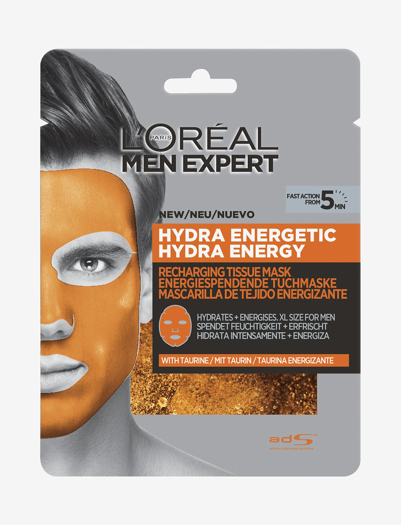 L'Oréal Paris - L'Oréal Paris Men Expert Hydra Energetic Recharging Tissue Mask 30 g - ansigtsmasker - clear - 0