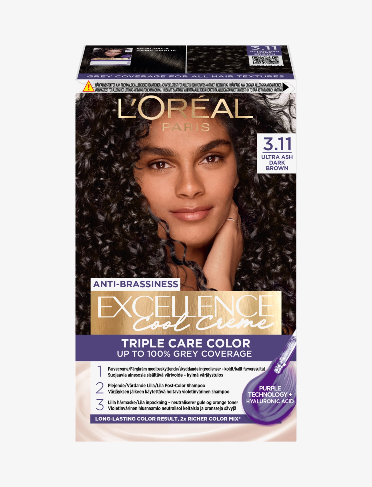 L'Oréal Paris, Excellence Cool Crème, Permanent Hair Color, Up To 100% Grey Coverage, Color Behandling, Nude, Str: ONE SIZE