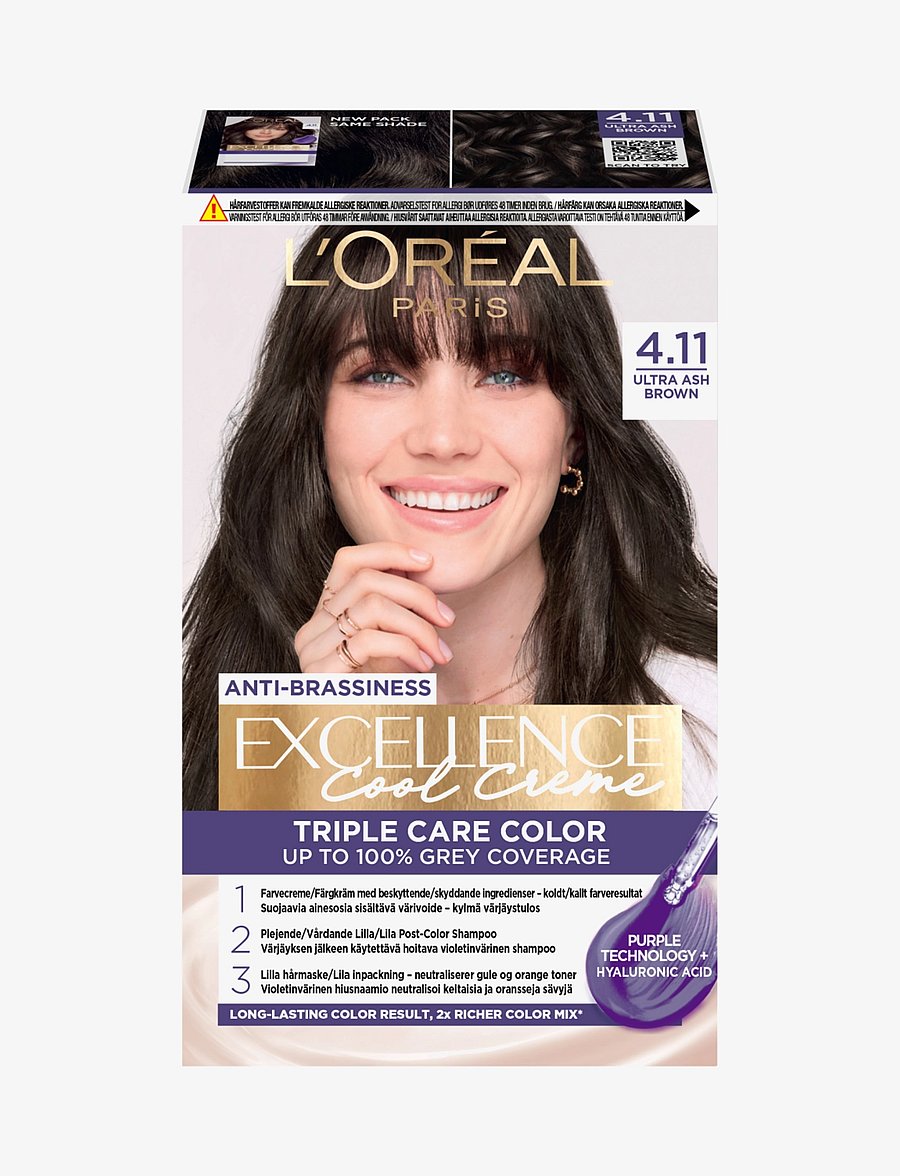 L'Oréal Paris - L'Oréal Paris, Excellence Cool Crème, permanent hair color, Up to 100% grey coverage - püsijuuksevärvid - 11 ultra ash brown - 0