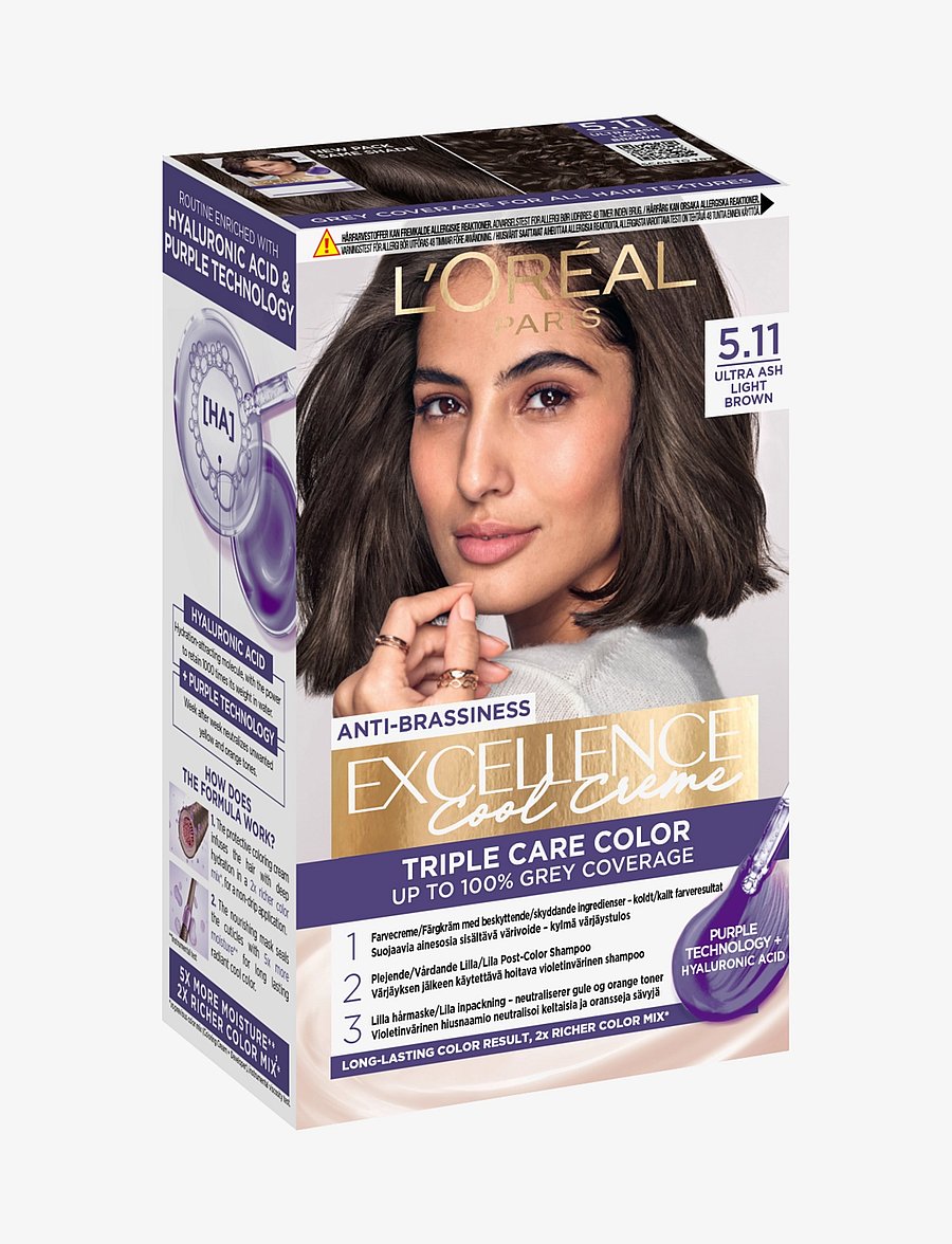 L'Oréal Paris - L'Oréal Paris, Excellence Cool Crème, permanent hair color, Up to 100% grey coverage - püsijuuksevärvid - 11 ultra ash light brown - 1