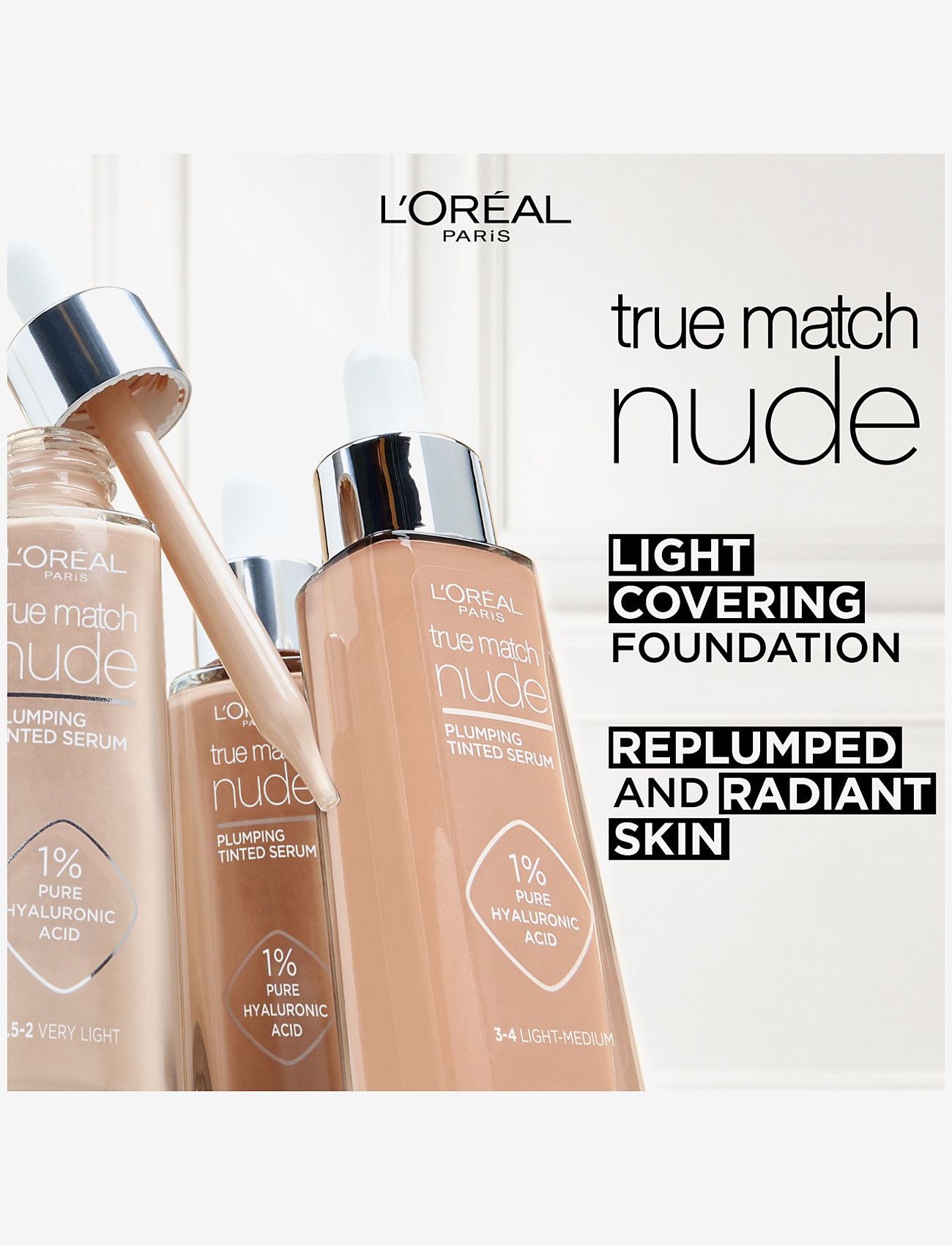 L'Oréal Paris - L'Oreal Paris True Match Nude Plumping Tinted Serum 5-6 Medium Tan 30 ml - smink - medium-tan 5-6 - 1