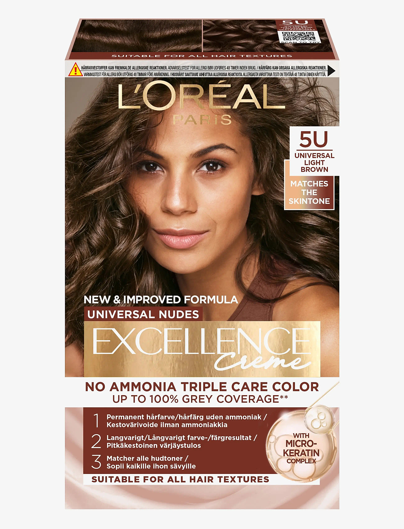L'Oréal Paris - L'Oréal Paris Excellence Universal Nudes 5U Universal Light Brown - permanent hårfärg - light brown - 0