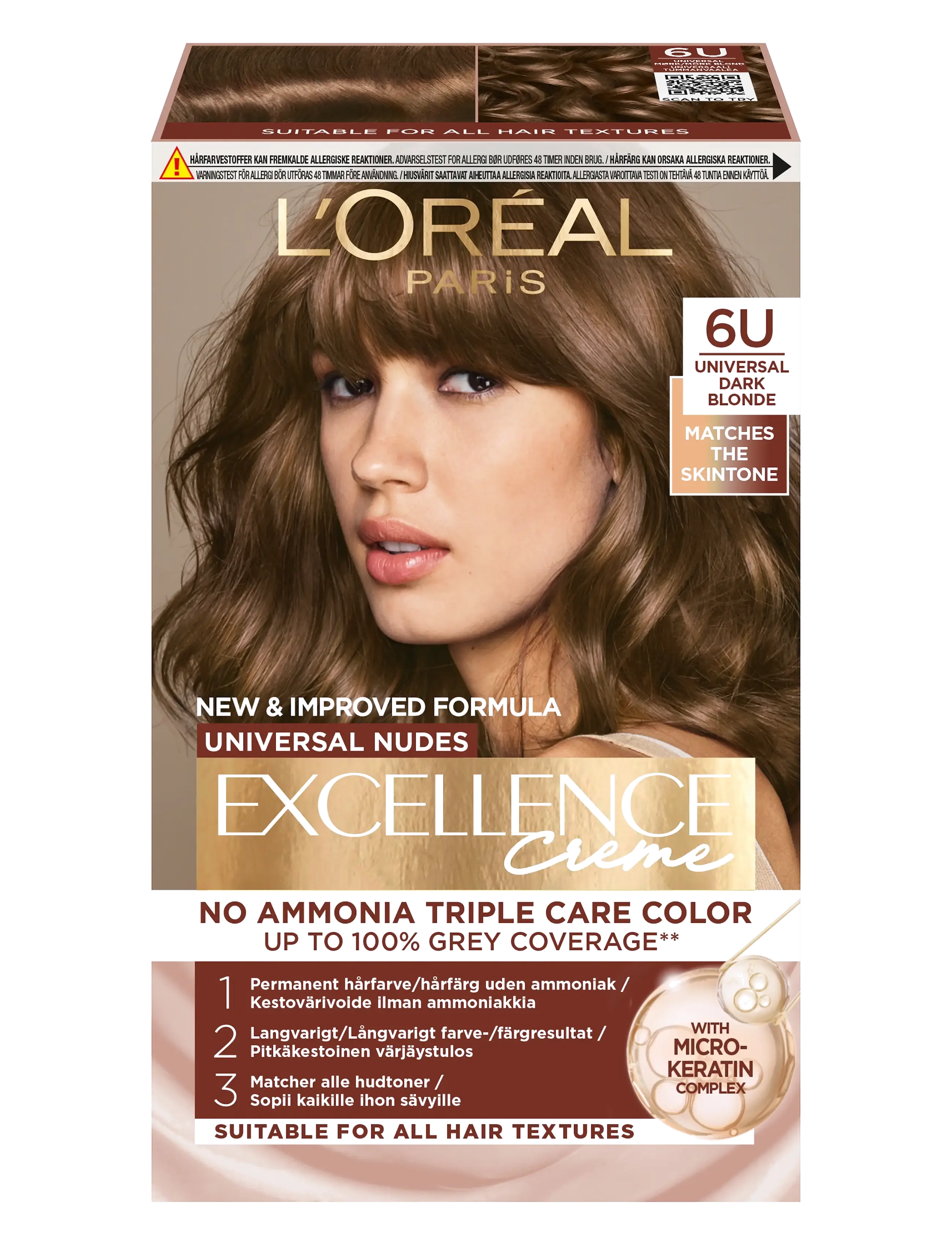 L'Oréal Paris L'Oréal Paris Excellence Universal Nudes 6U Universal Dark Blonde - Skjønnhet - 6U UNIVERSAL DARK BLONDE / clear