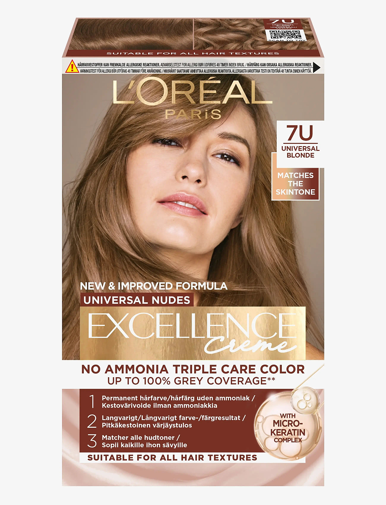 L'Oréal Paris - L'Oréal Paris Excellence Universal Nudes 7U Universal Blonde - permanent hårfärg - 7u universal blonde - 0