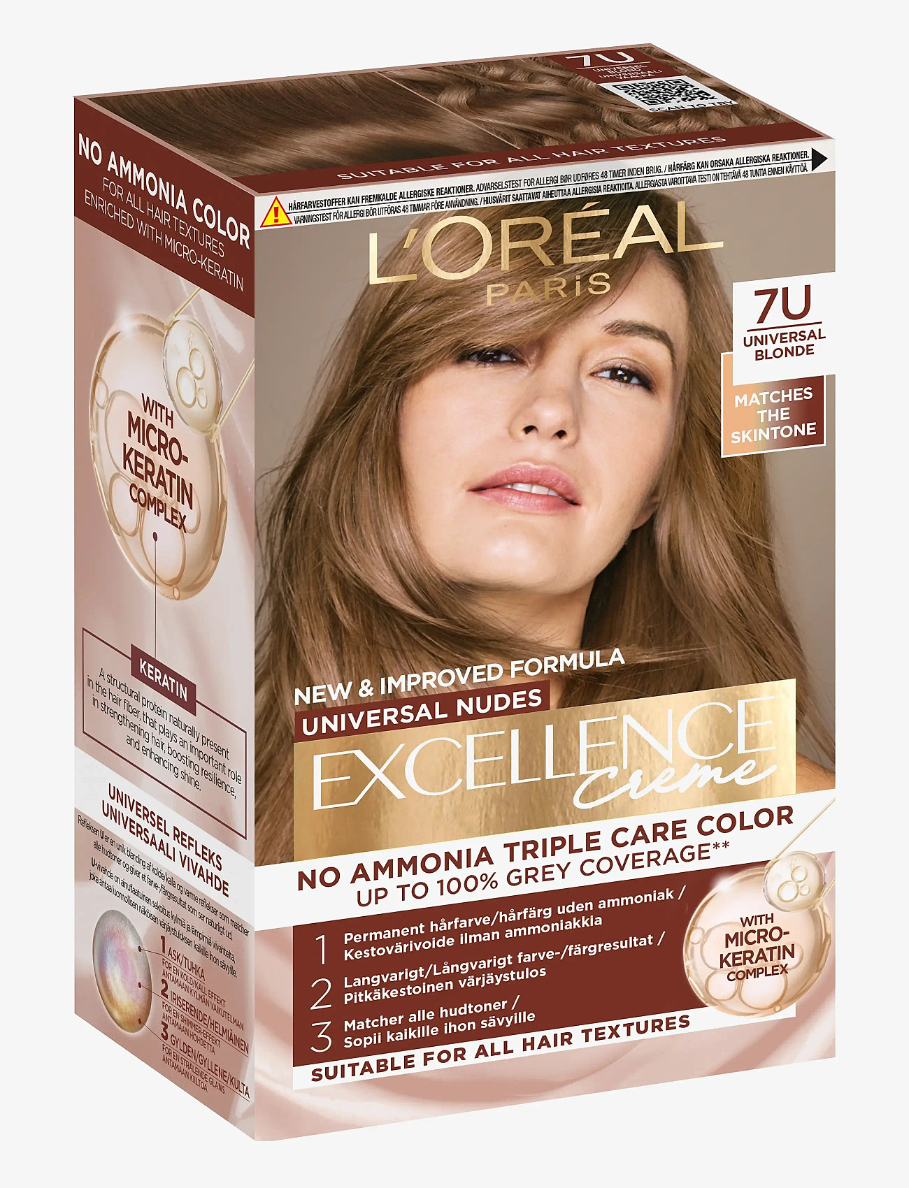 L'Oréal Paris - L'Oréal Paris Excellence Universal Nudes 7U Universal Blonde - permanent hårfärg - 7u universal blonde - 1