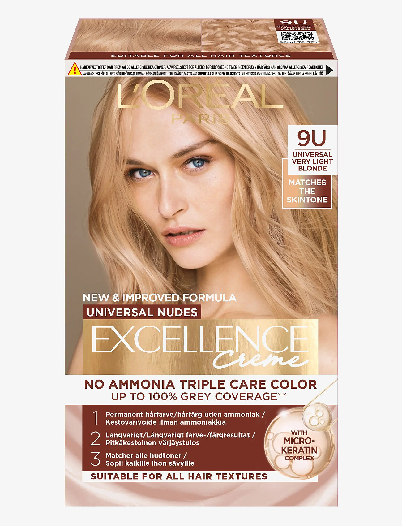 L'Oréal Paris - L'Oréal Paris Excellence Universal Nudes 9U Universal Very Light Blonde - permanent hårfärg - very light blonde - 0